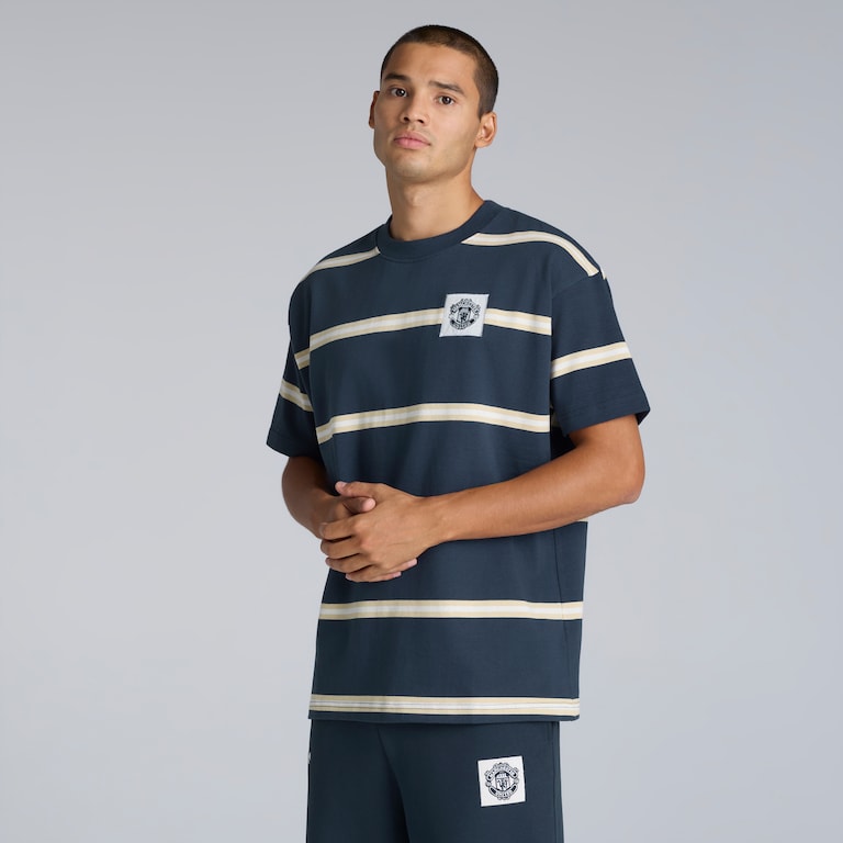 Manchester United Heritage Bar Stripe T-Shirt Navy