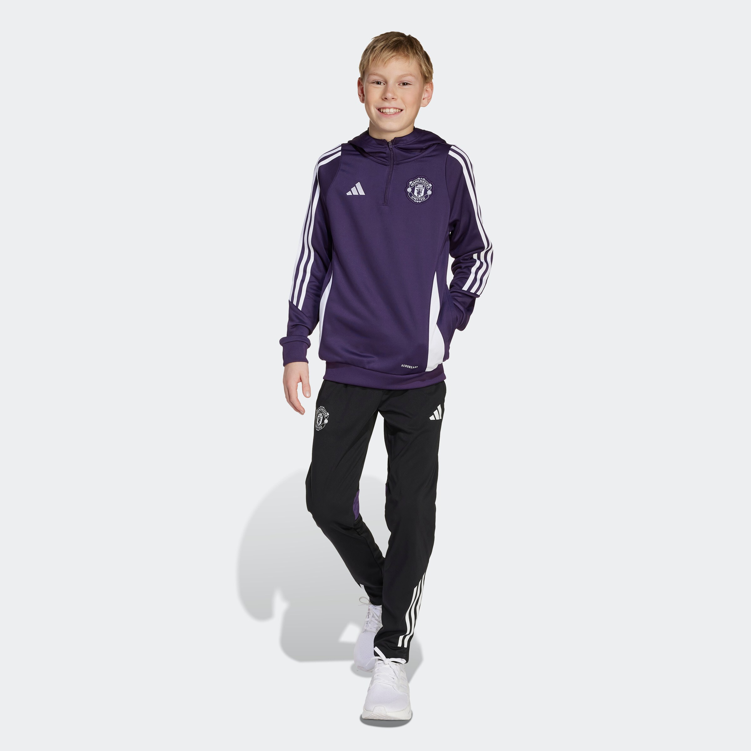Manchester United Tiro 25 Competition Training Hoodie Kids Violet Détail [3-9]