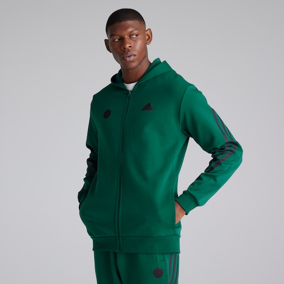 Manchester United x adidas Mens Future Icons 3-Stripes Full Zip Hoodie Green Green