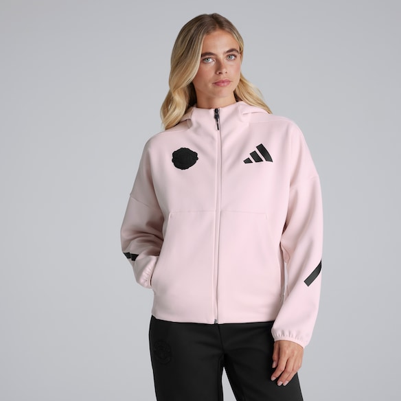 Manchester United x adidas Womens Z.N.E. Full Zip Hoodie Pink Pink