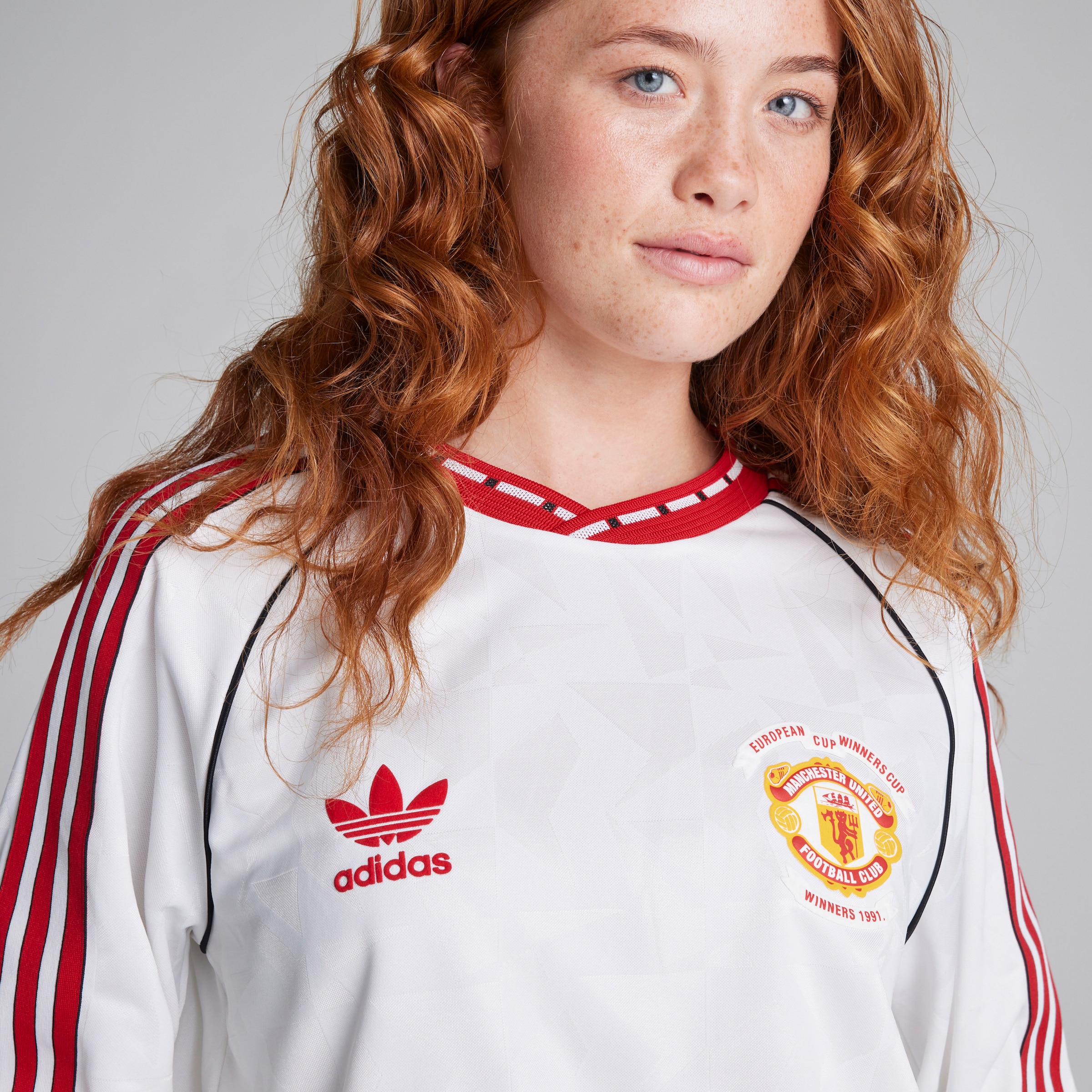 ◆adidas◆ Manchester United 91 Away Long Sleeve Jersey Whit Clothing - Manchester United '91 Away Long Sleeve Jersey