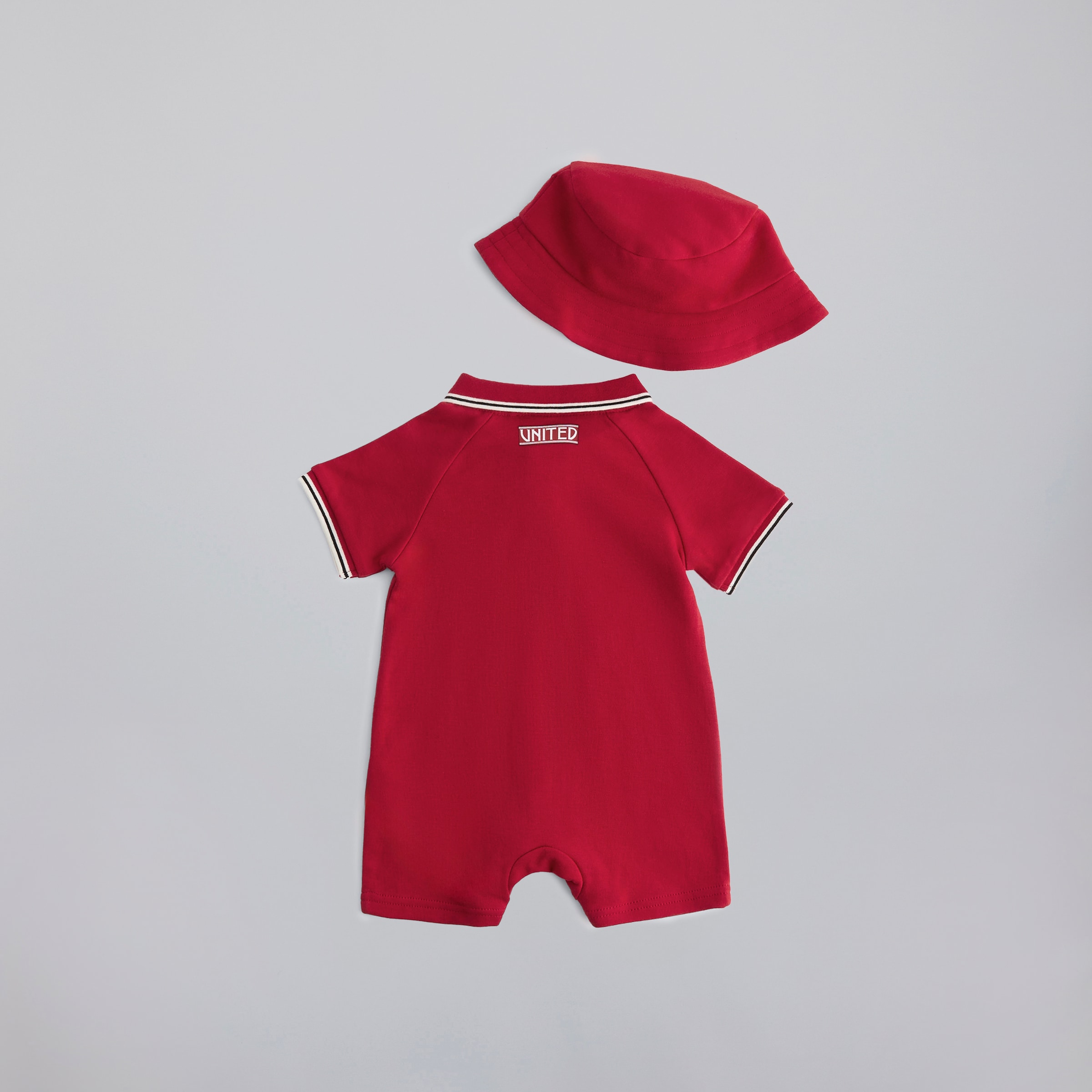 Manchester United Baby 26/27 Home Romper & Bucket Hat Red Red Detail [2-5]