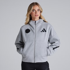 Manchester United x adidas Womens Z.N.E. Full Zip Hoodie Grey Marl
