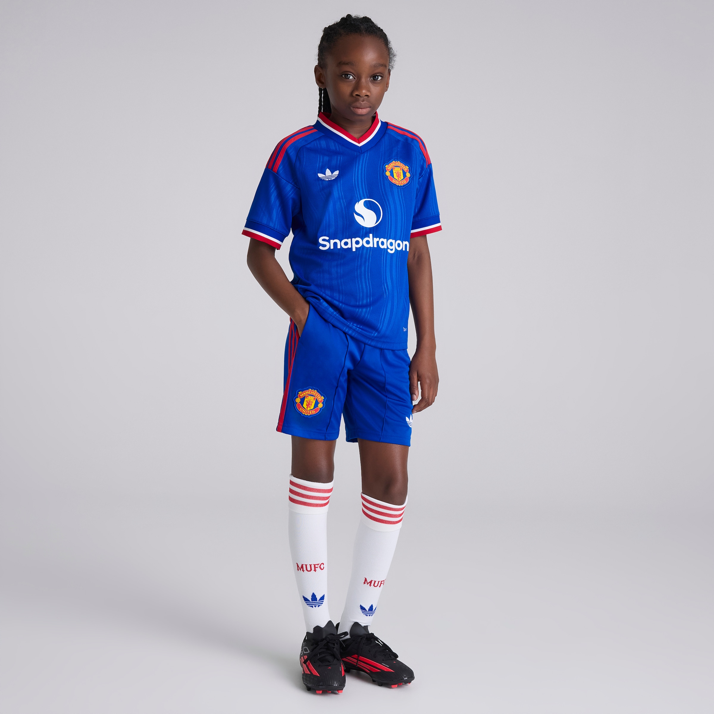 Manchester United Kids 26/27 Away Jersey 蓝色 细节 [3-6]