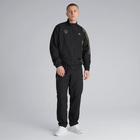Manchester United Adidas Mens Sportswear Colorblock Tracksuit Black Black