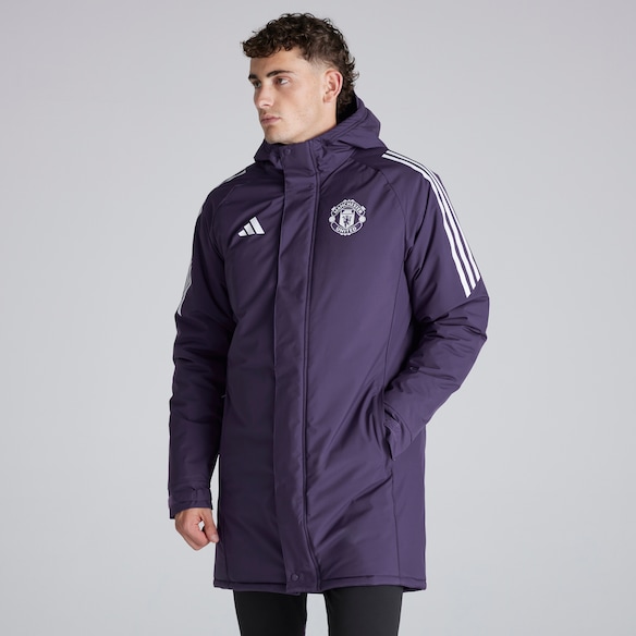 MU Adidas 25/26 Training Mens Parka Coat Purple Púrpura