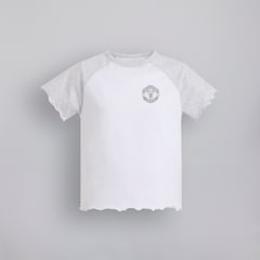 Manchester United Girls Raglan Pyjama Set with Cotton Bag Grey