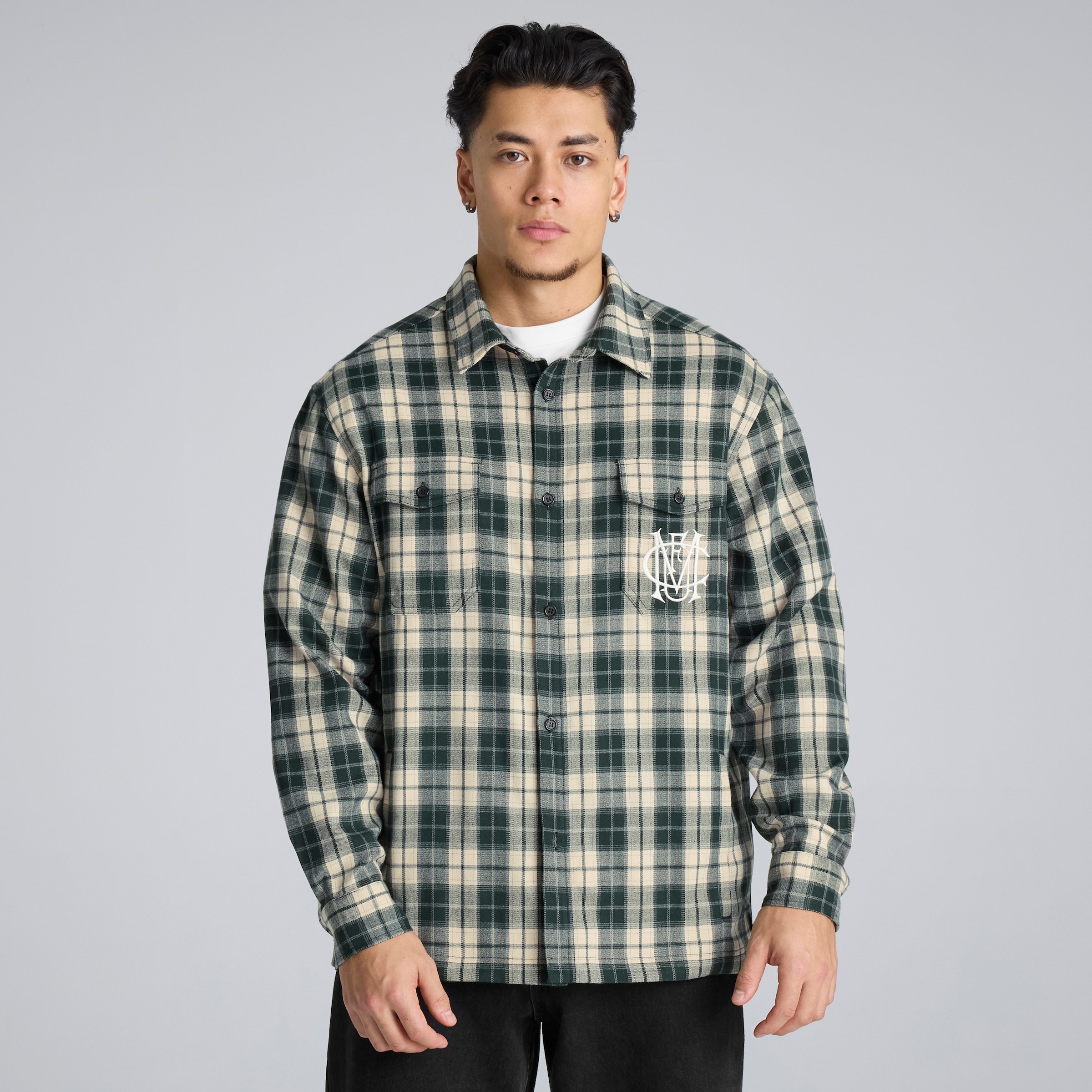 Manchester United Archive Plaid Overshirt Green Green