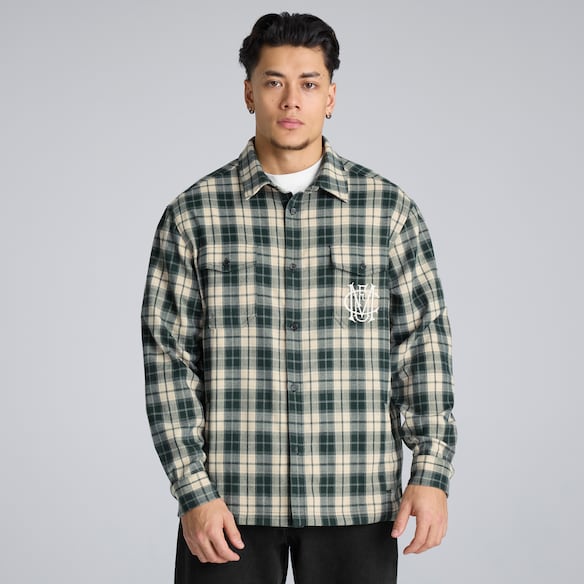 Manchester United Archive Plaid Overshirt Green Green