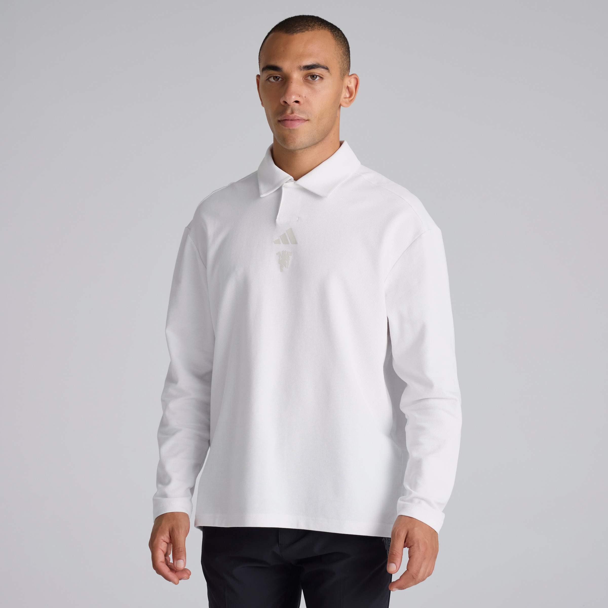 Manchester United x adidas Golf Beyond Long Sleeve Loose Polo Shirt White White