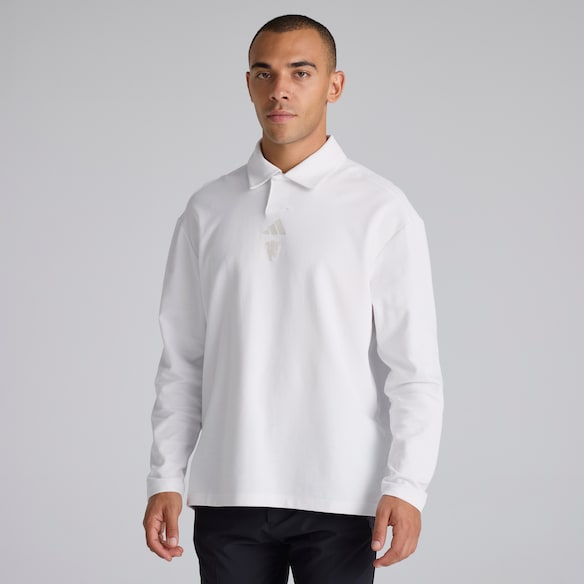 Manchester United x adidas Golf Beyond Long Sleeve Loose Polo Shirt White Blanco