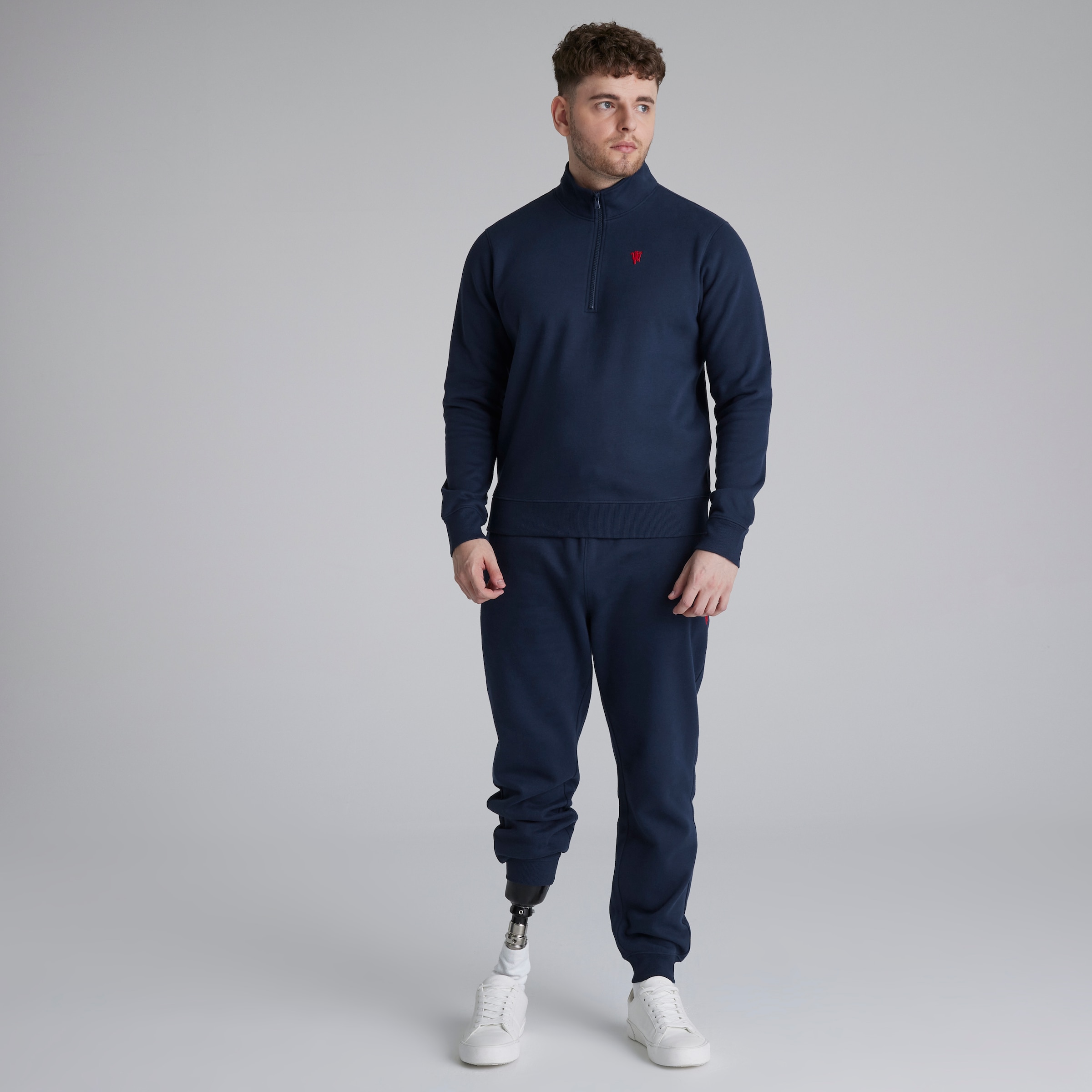 Manchester United Devil Essentials 1/4 Zip Sweatshirt Navy Navy blue Detail [3-4]