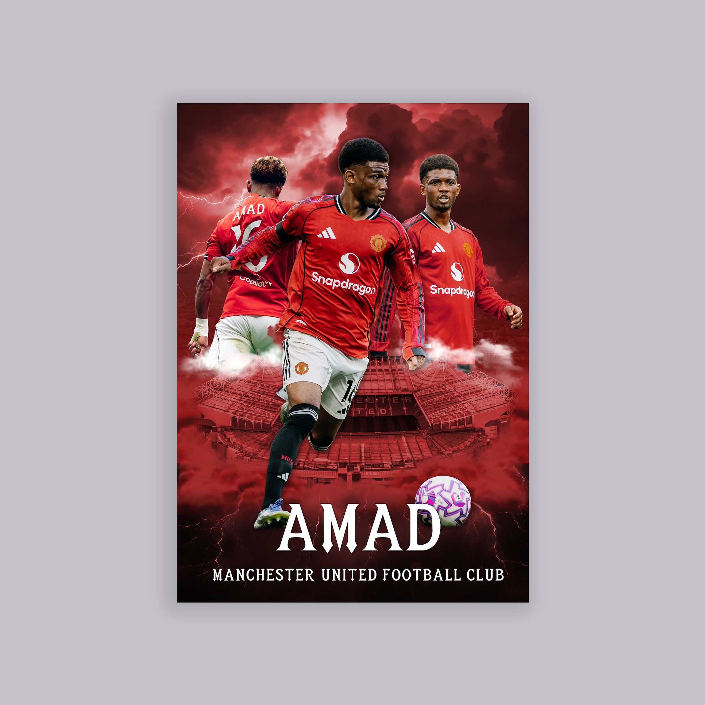 Manchester United Amad A2 Poster Red Red