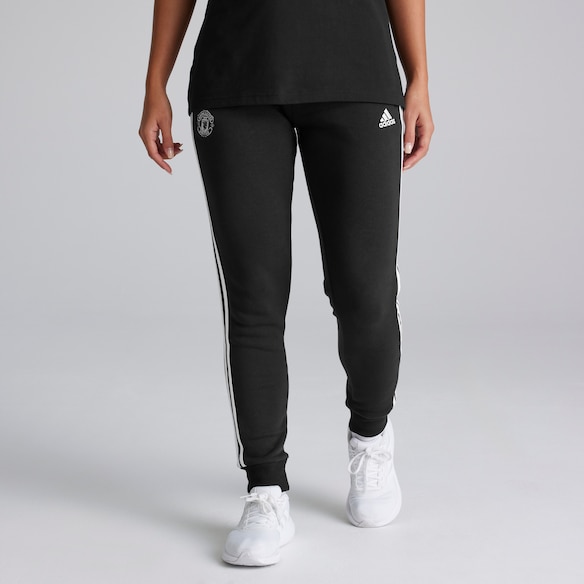 Manchester United x adidas Womens Essentials 3-Stripes Fleece Joggers Black Black