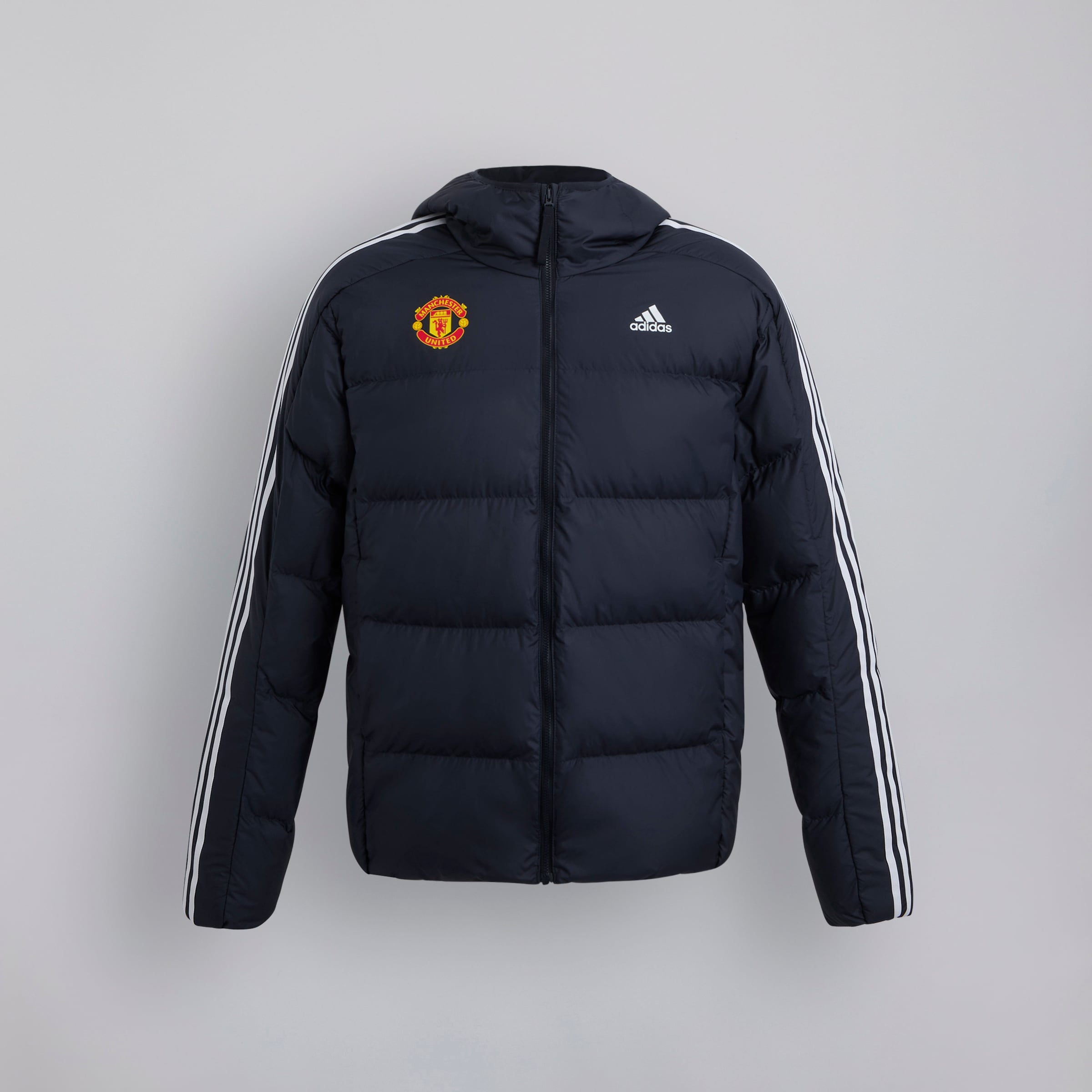 Manchester United x adidas Essentials Midweight Down Hooded Jacket Navy