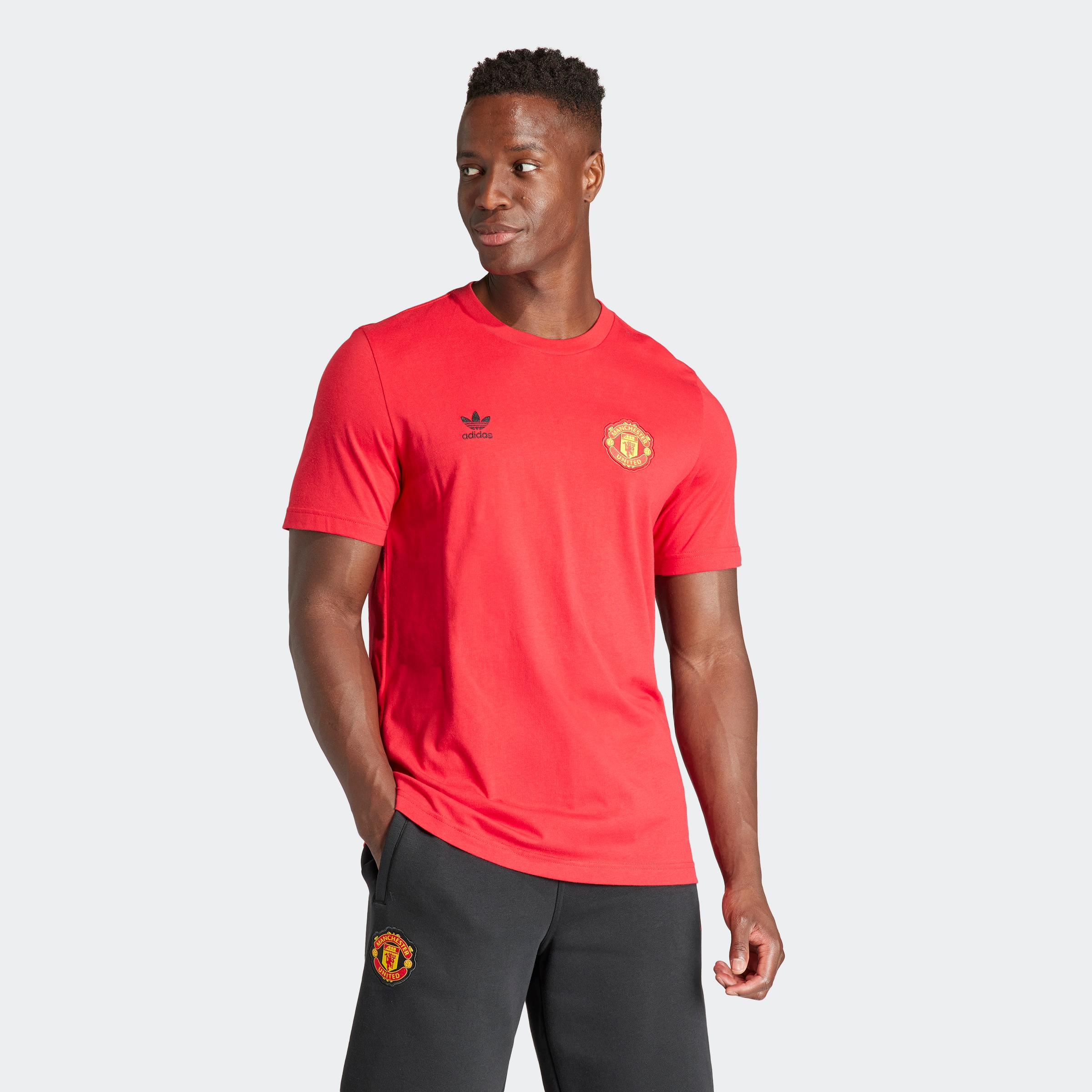 Buy Manchester United x adidas Originals Essentials T Shirt Red Manchester United Store