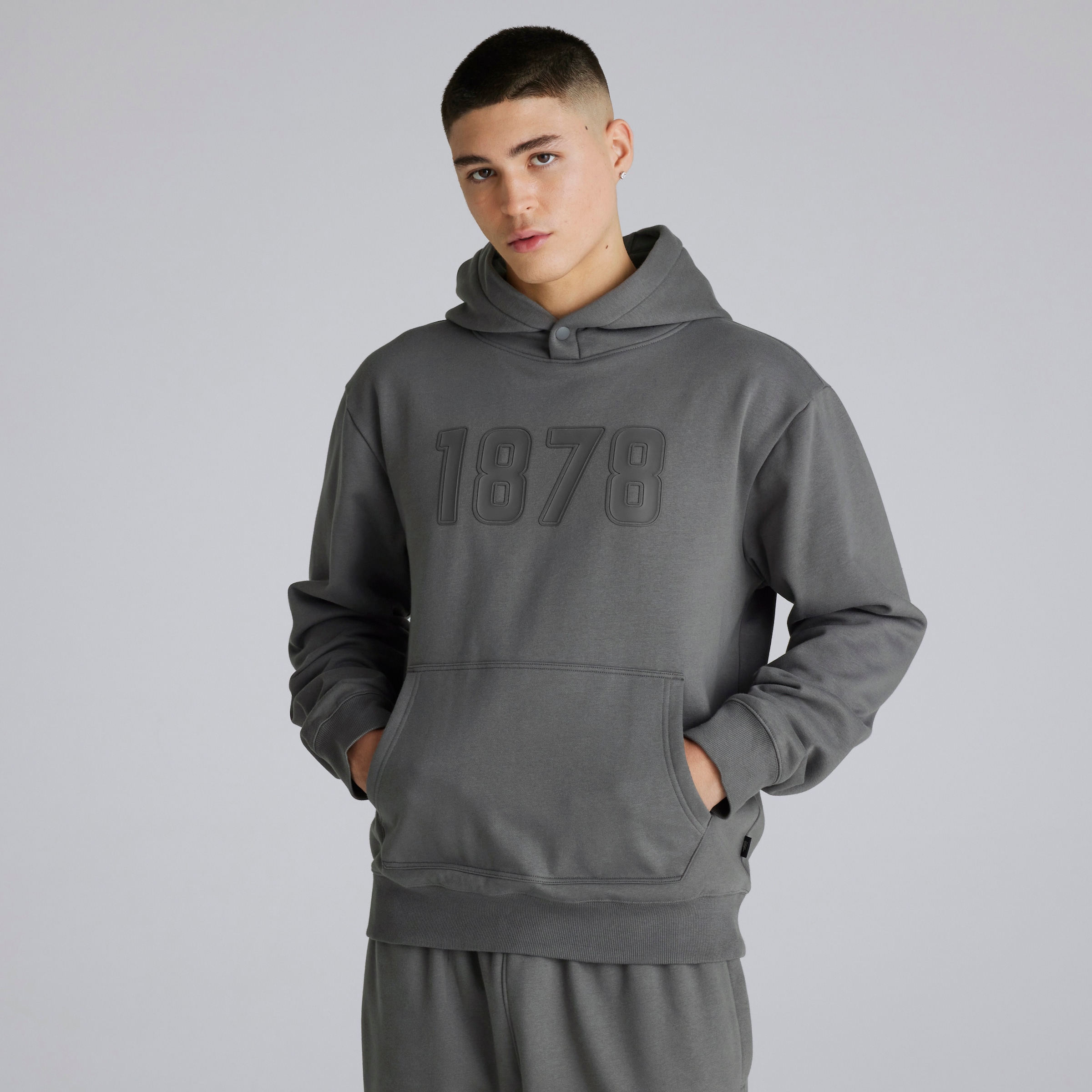 Manchester United Mens 1878 Overhead Hoodie Slate Grey