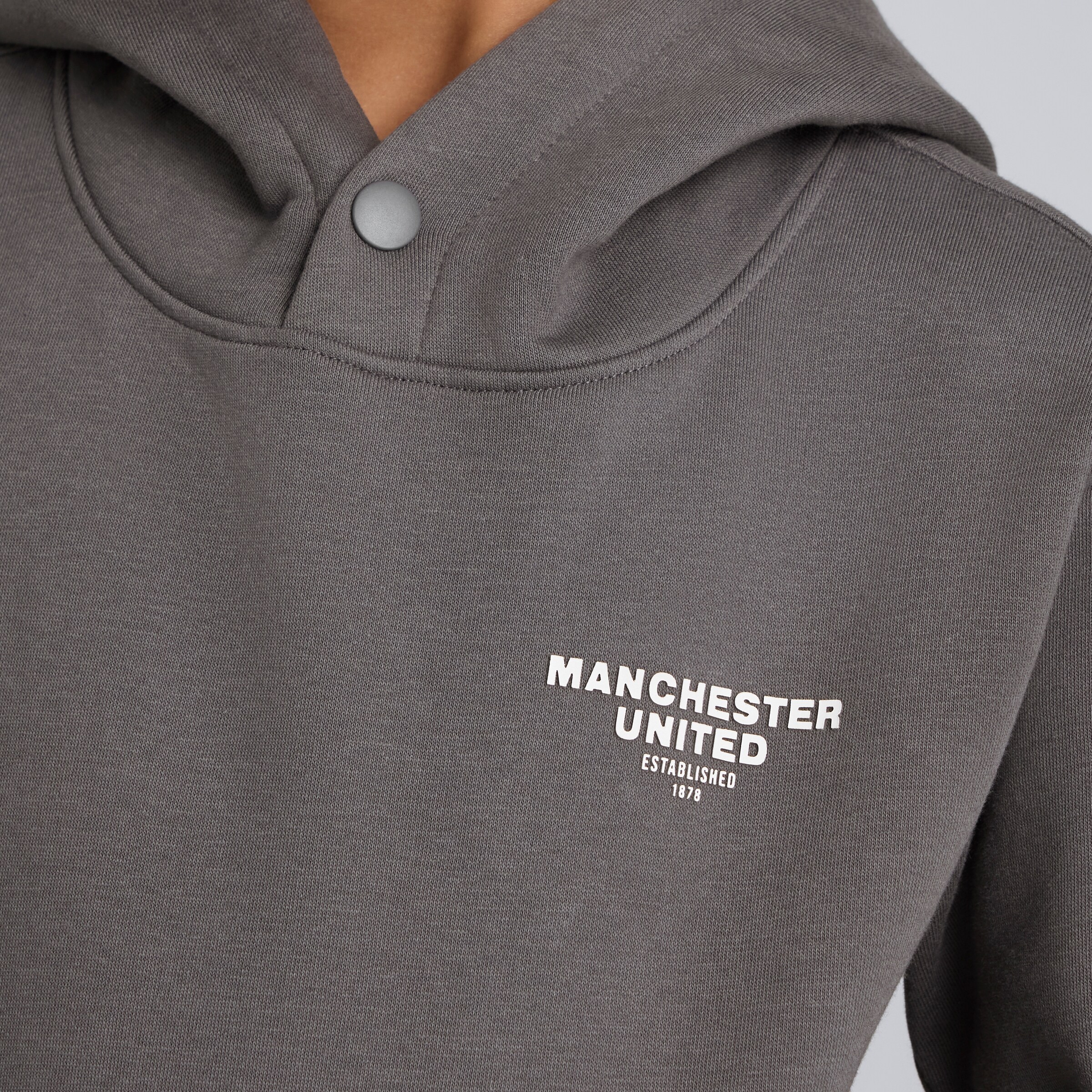 Manchester United Kids Back Print Overhead Hoodie Slate Grey Detail [5-6]