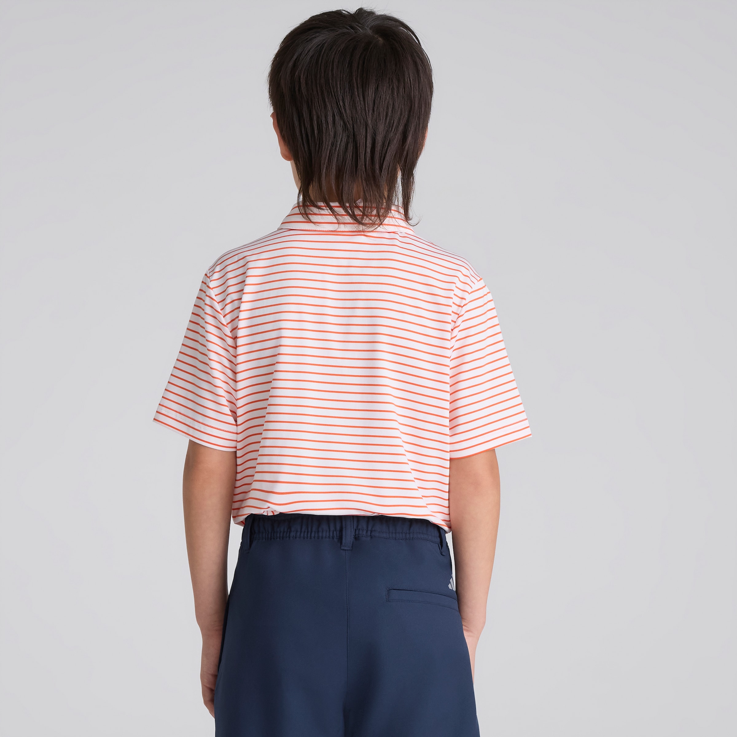 Manchester United x adidas Kids Golf Striped Polo Shirt Orange Orange Detail [2-5]