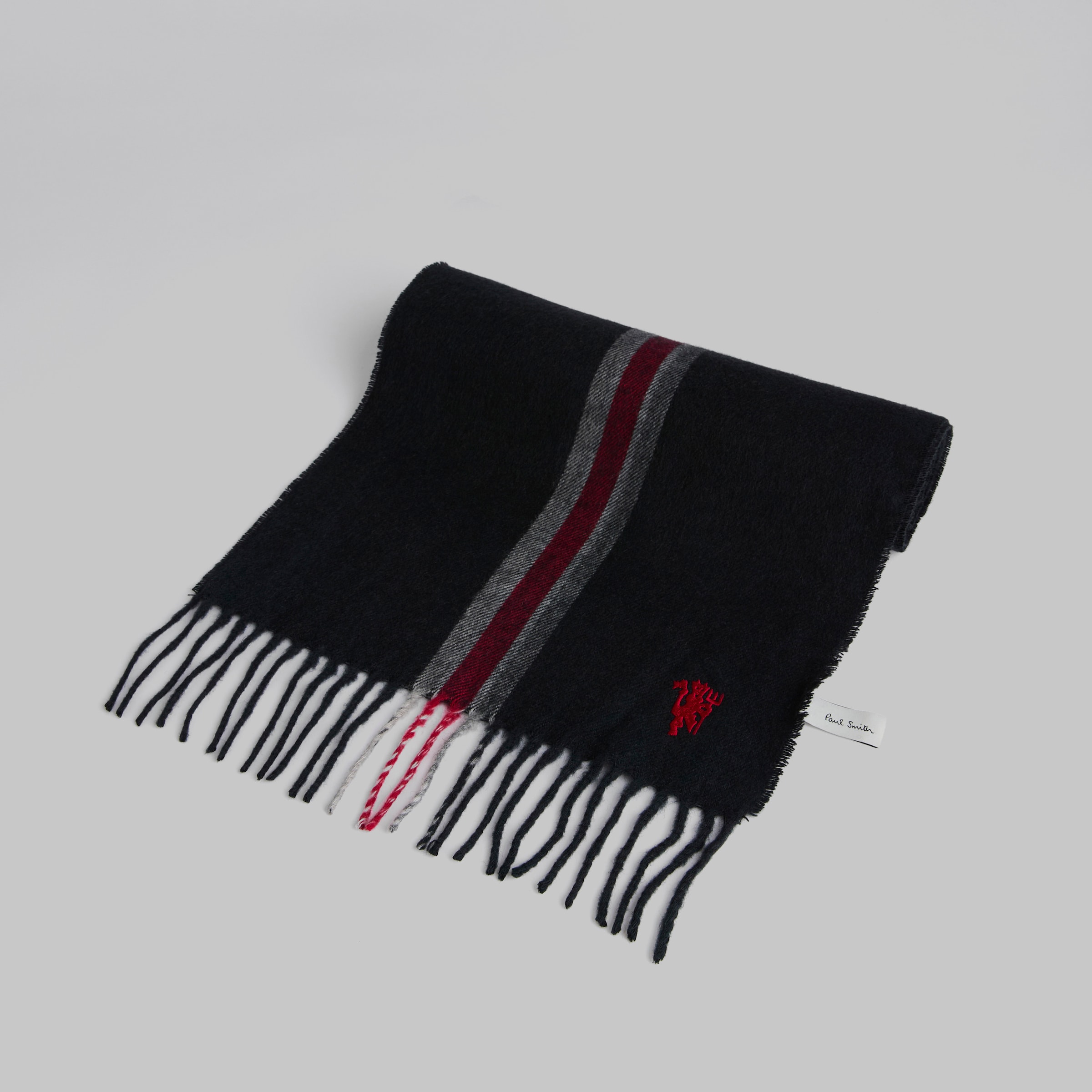 Manchester United x Paul Smith Stripe Scarf Charcoal Detail [3-5]