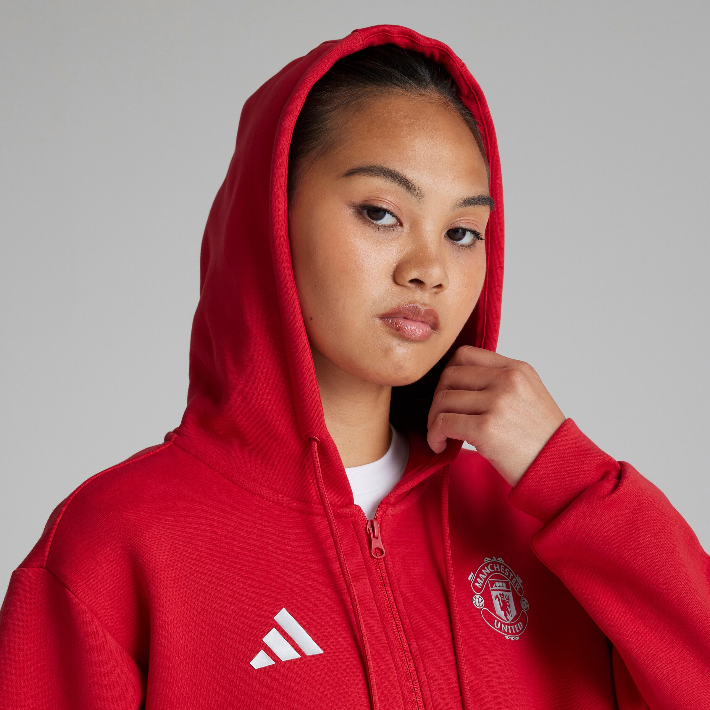 Manchester United Anthem Jacket Womens Red Detail [6-8]