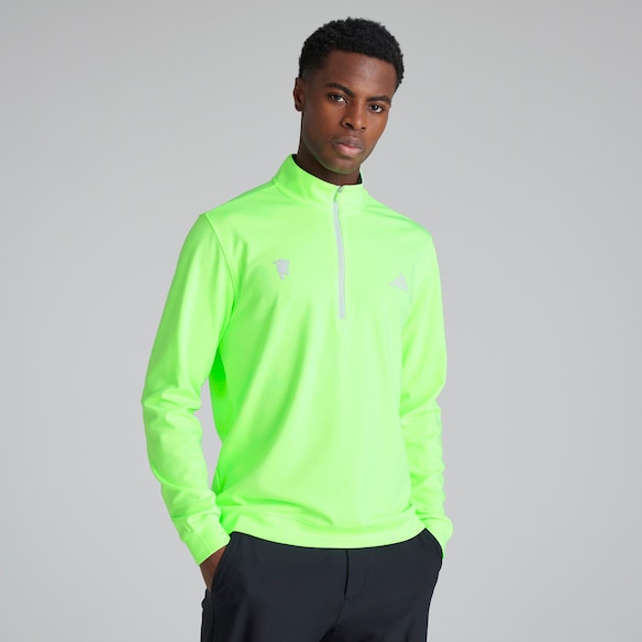 Manchester United x adidas Golf Elevated 1/4 Zip Sweatshirt Grey Green
