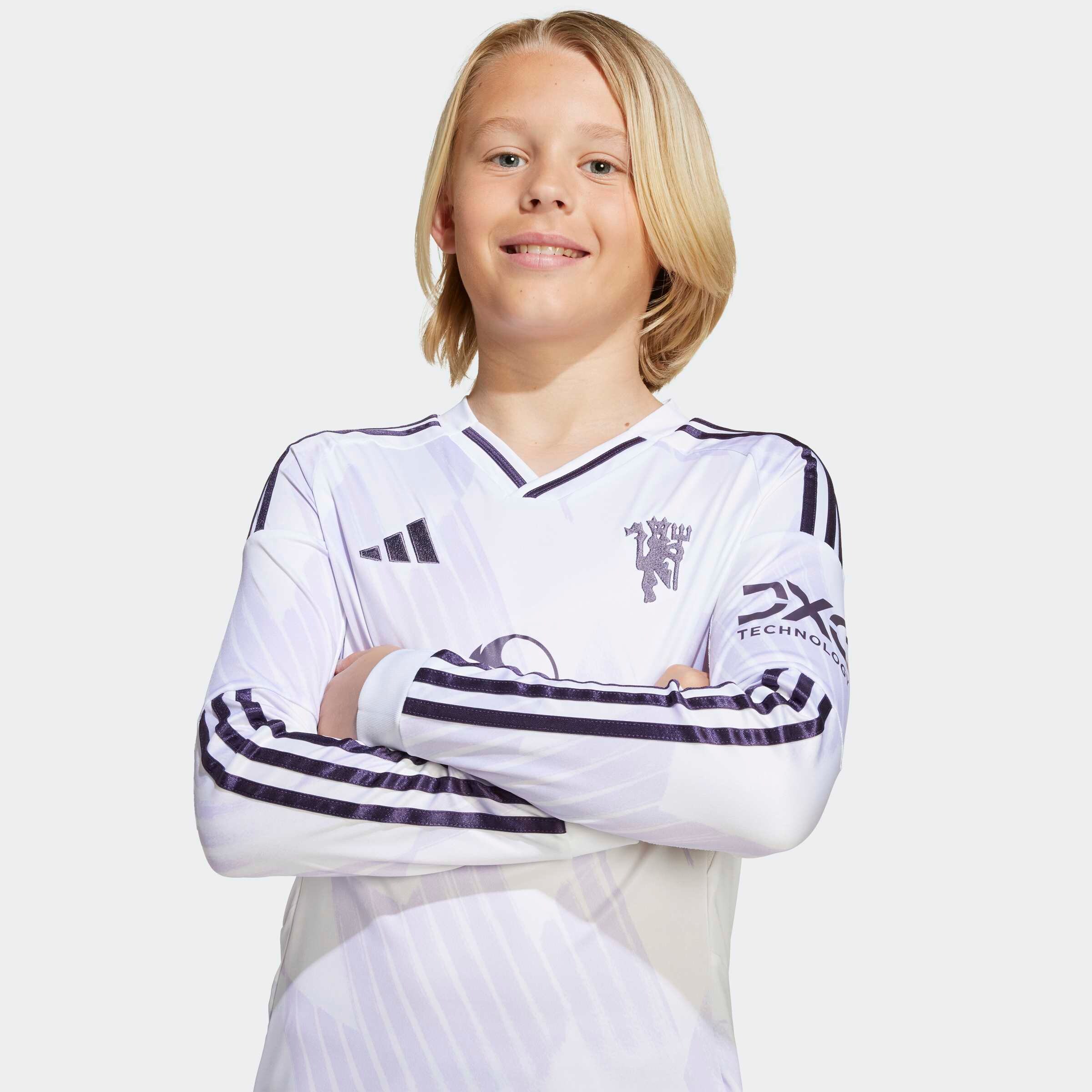 Manchester United 25/26 Long Sleeve Away Jersey Kids Blanc Détail [4-9]