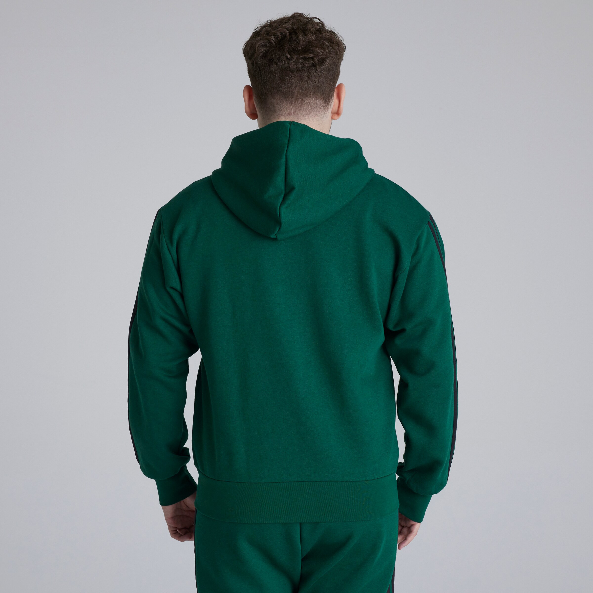 Manchester United x adidas Essentials 3-Stripes Fleece Hoodie Green Green Detail [2-5]