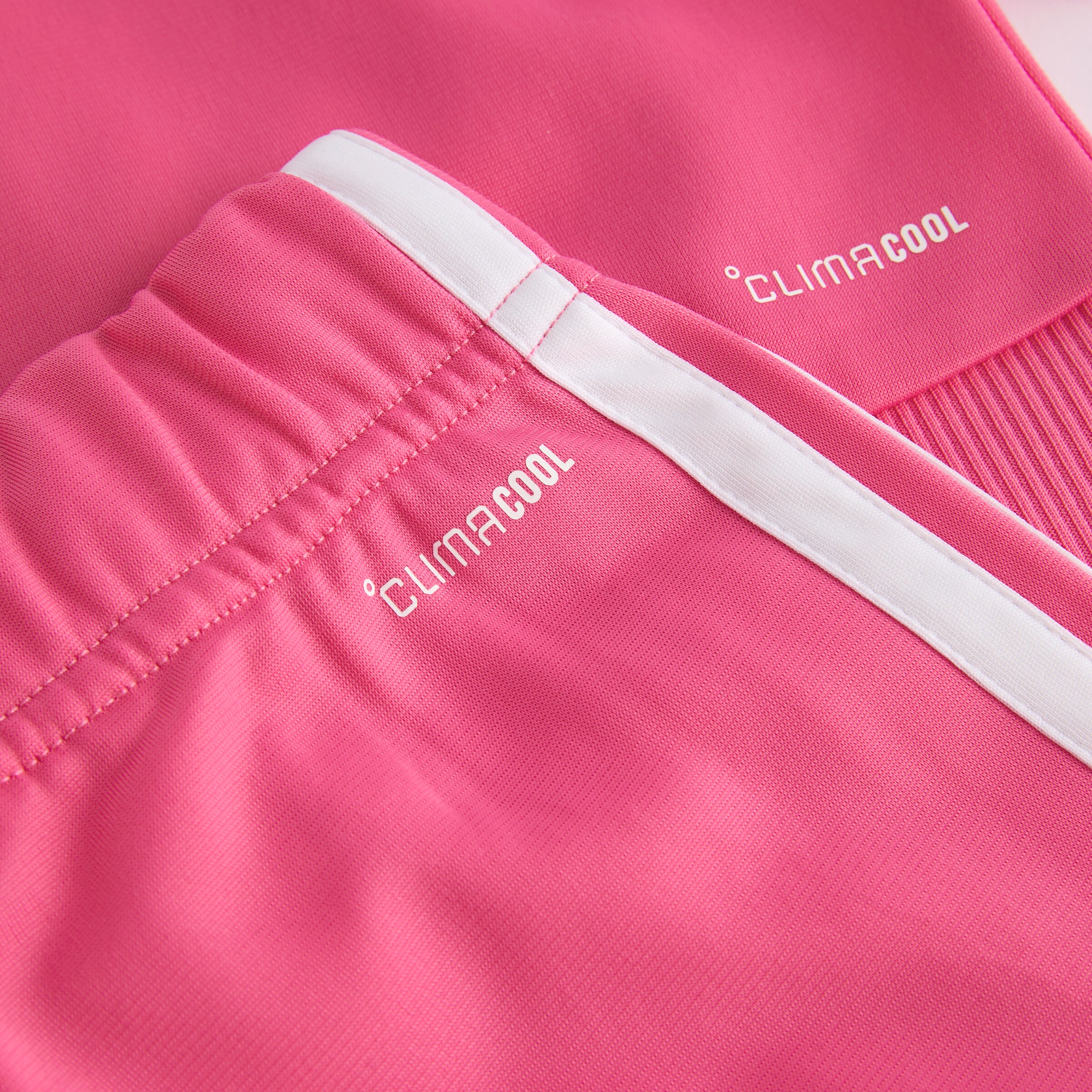 Manchester United x adidas Infant Essentials Tiberio 3-Stripes Tracksuit Pink Pink Detail [3-4]