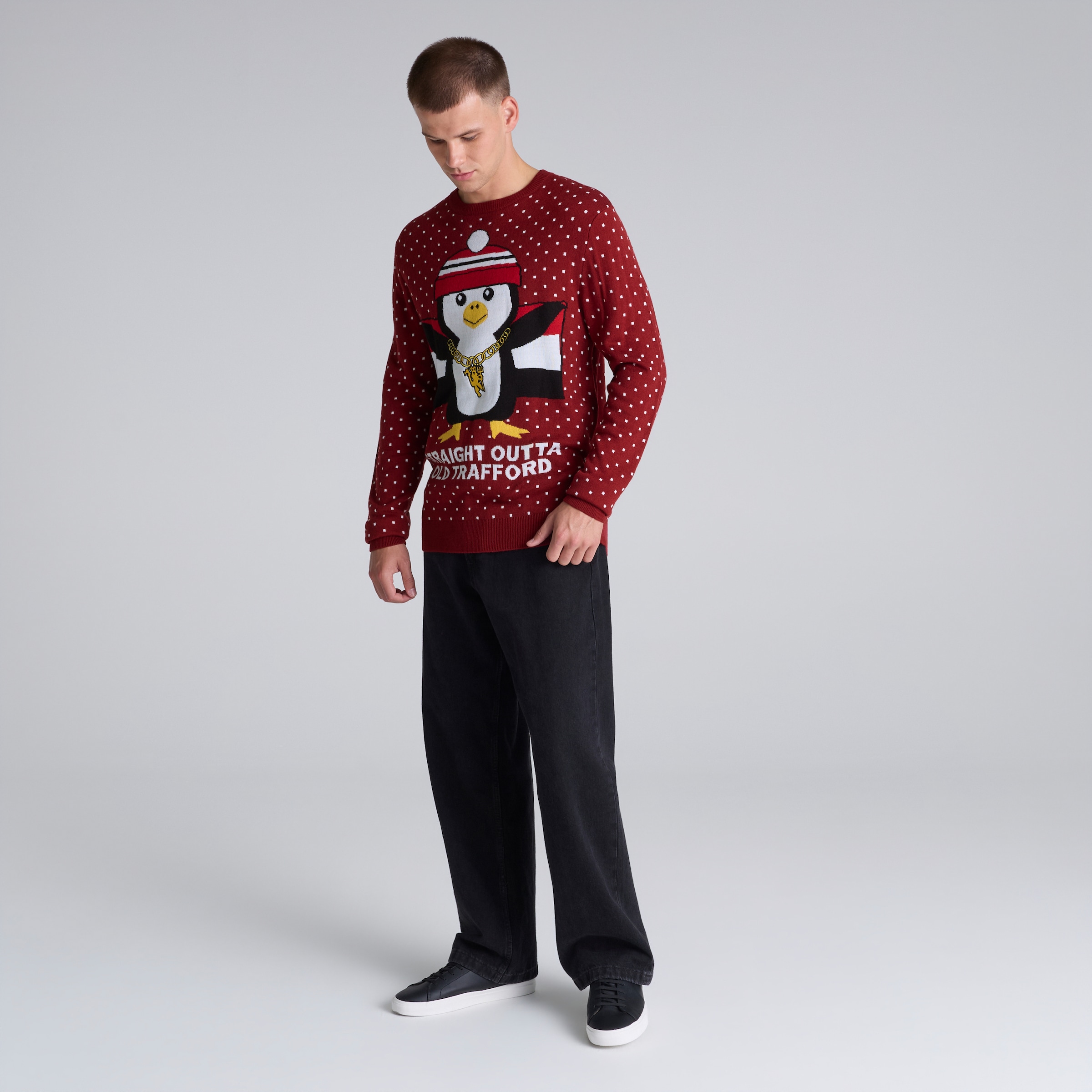 Manchester United Straight Outta Old Trafford Christmas Jumper Red Red Detail [3-5]