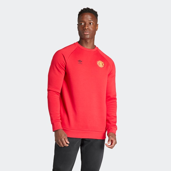 Manchester United Essentials Trefoil Crew Sweatshirt Red