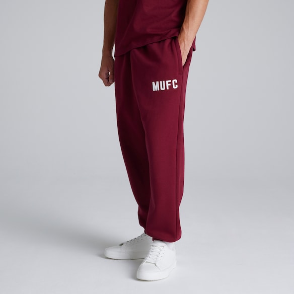 Manchester United Mens MUFC Joggers Burgundy Rojo