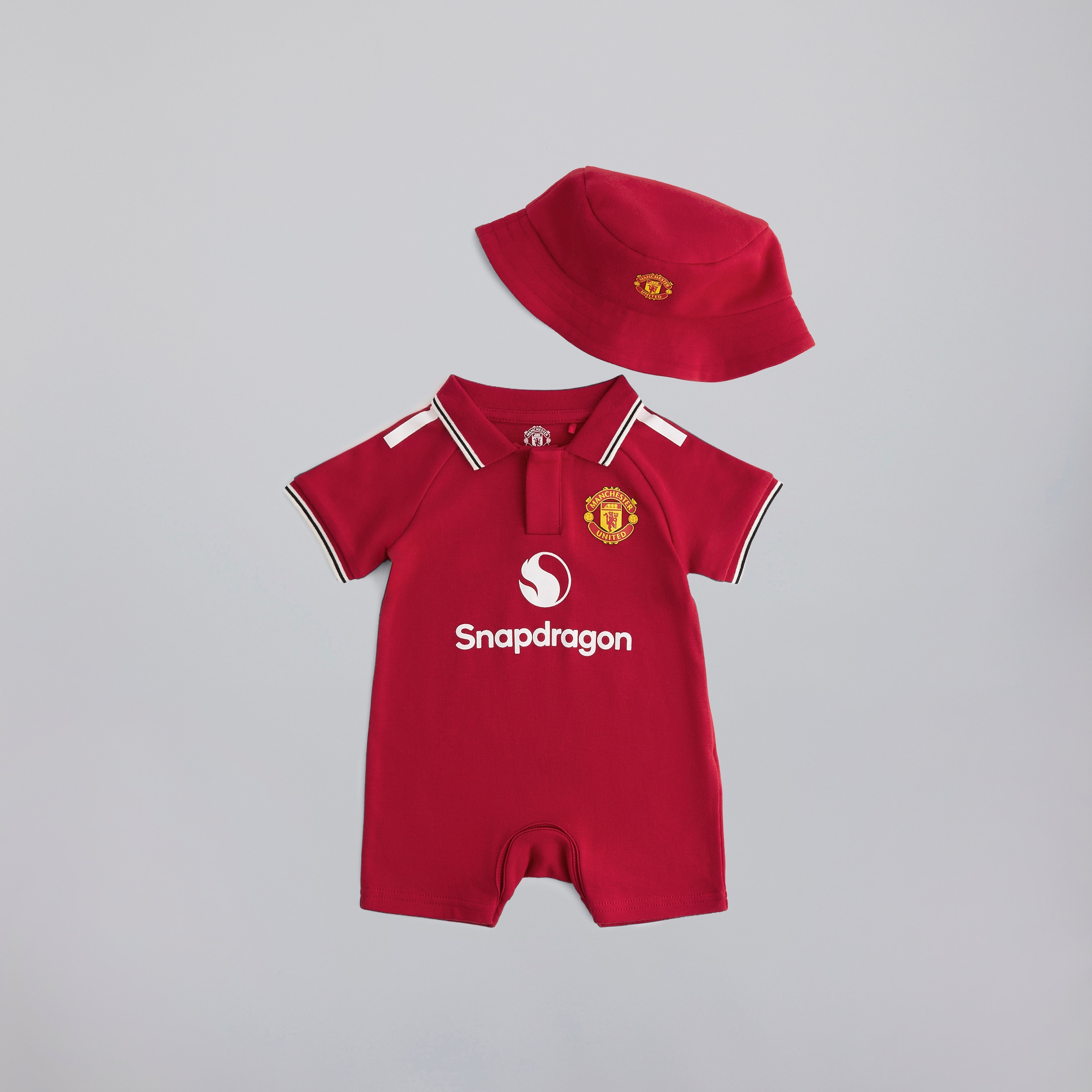 Manchester United Baby 26/27 Home Romper & Bucket Hat Red Red