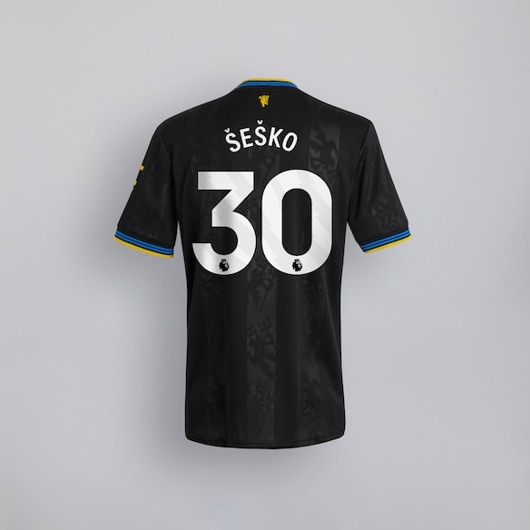 Manchester United 25/26 Third Kids Jersey with Sesko 30 EPL Printing & Badge Black