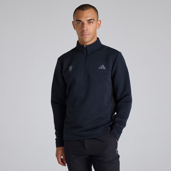 Manchester United x adidas Golf Ultimate365 DWR Textured 1/4-Zip Sweatshirt Black 검정색