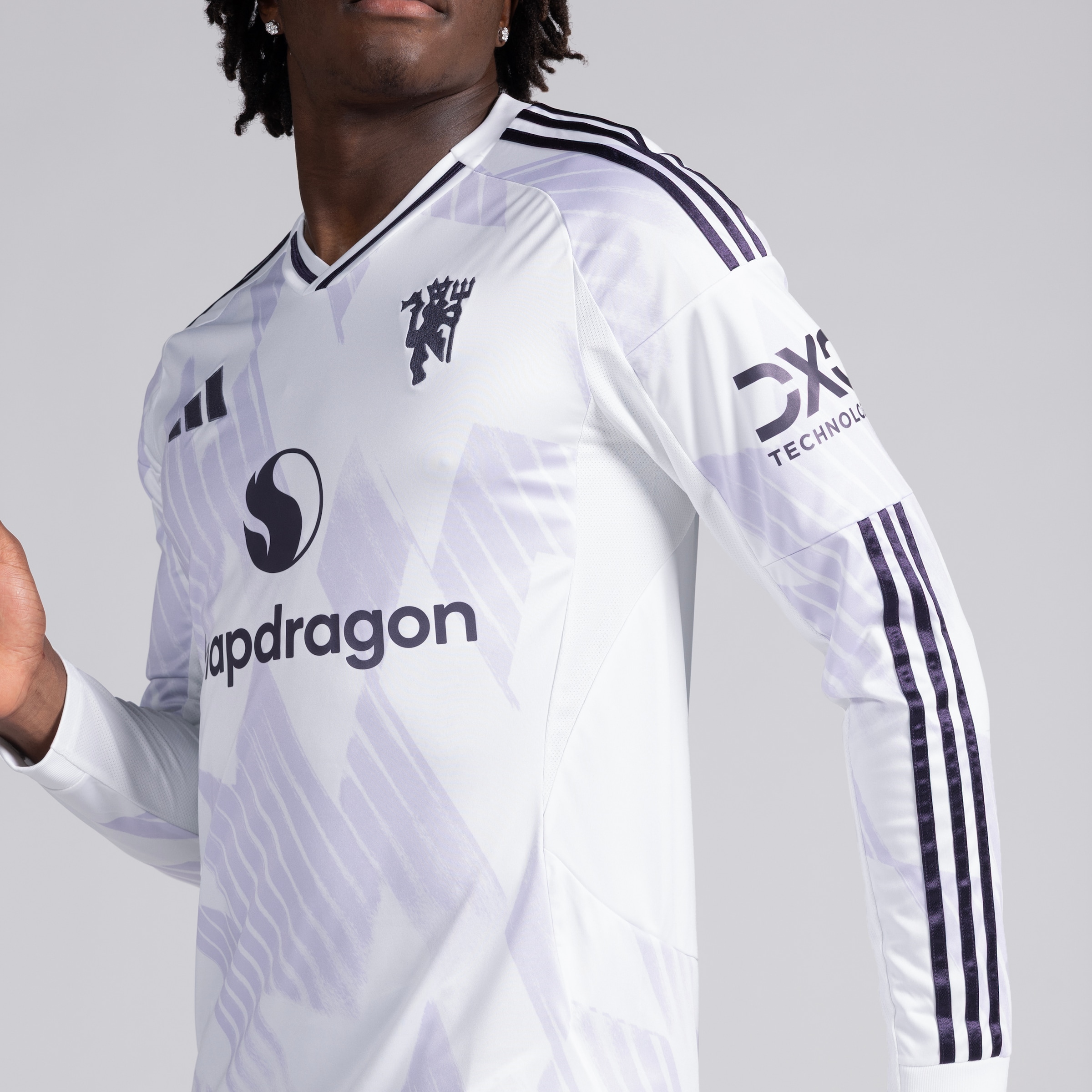 Manchester United 25/26 Long Sleeve Away Jersey Blanc Détail [4-5]