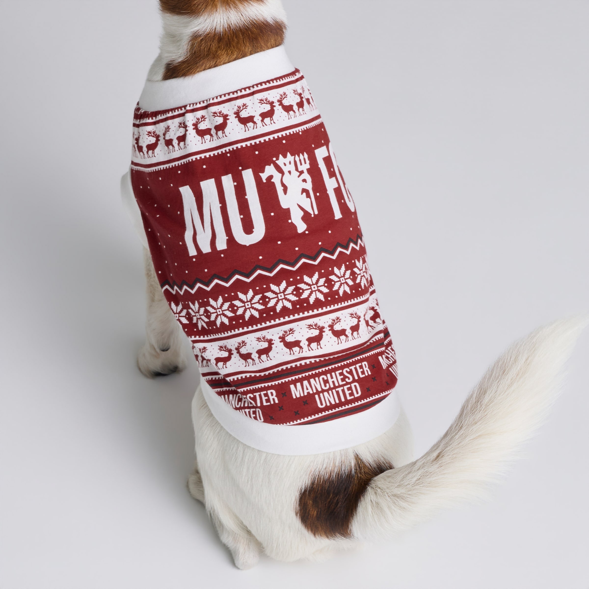 Manchester United Pet Christmas Fairisle Pyjamas Red Multi Detail [2-5]