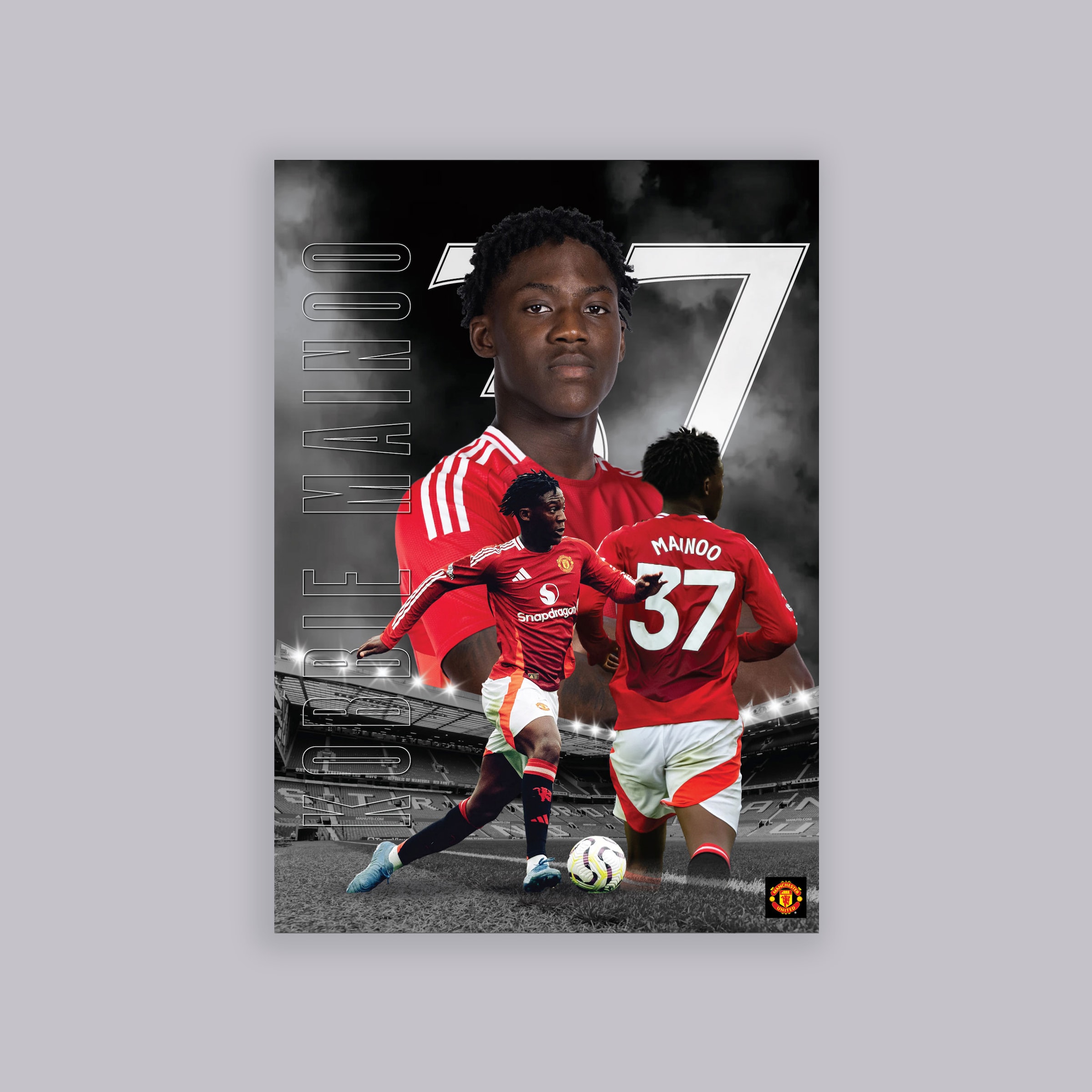 Manchester United Mainoo Core Photo A2 Poster Black