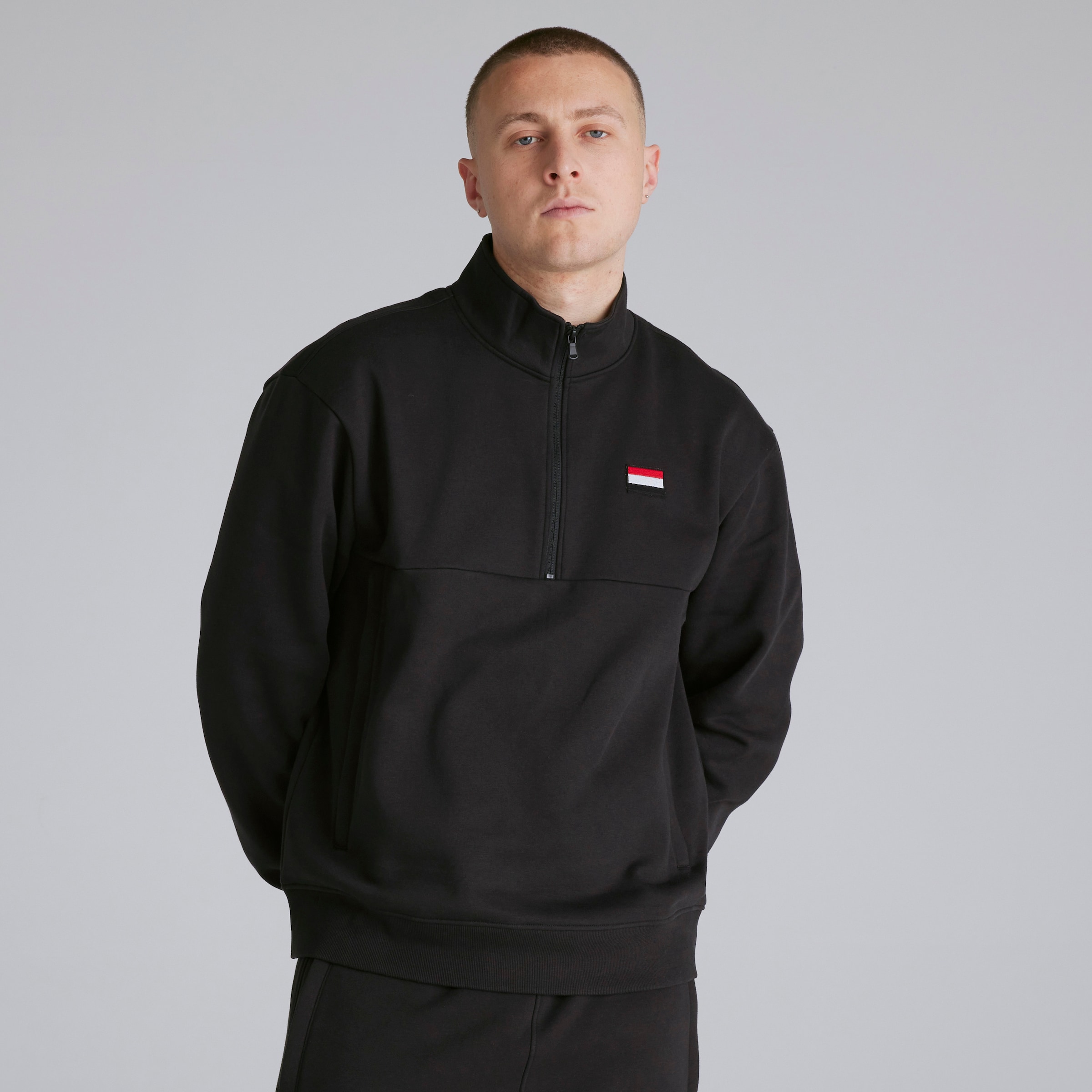 Buy Manchester United Quarter Zip Sweatshirt Black
