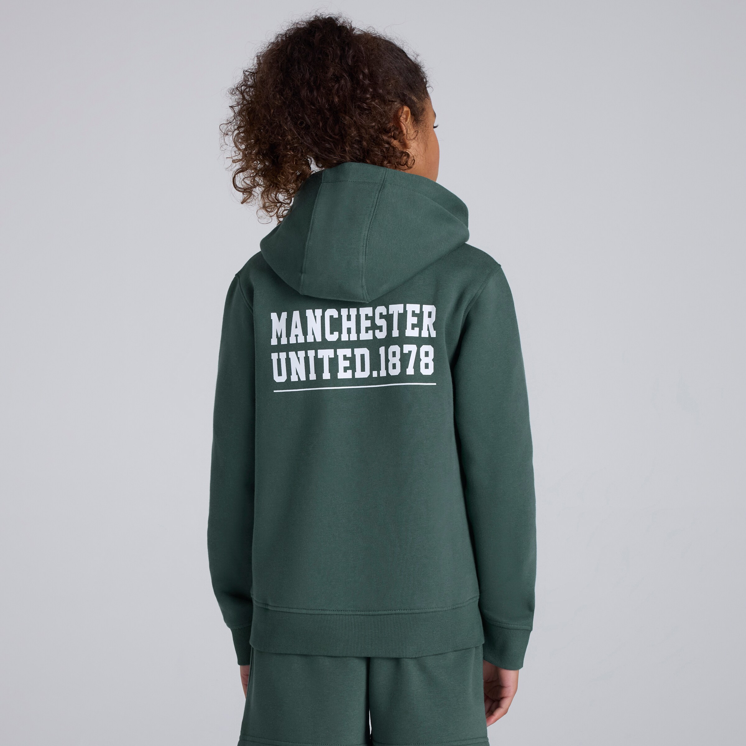 Manchester United Kids Varsity Back Print Overhead Hoodie Green Green Detail [2-6]