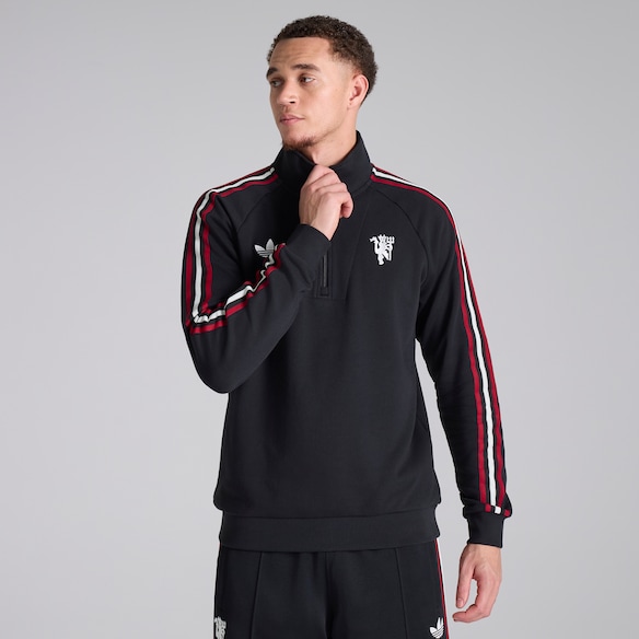 Manchester United x adidas Originals Half Zip Top Black Noir