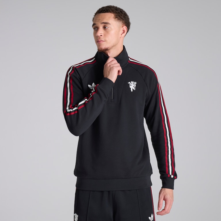 Manchester United x adidas Originals Half Zip Top Black