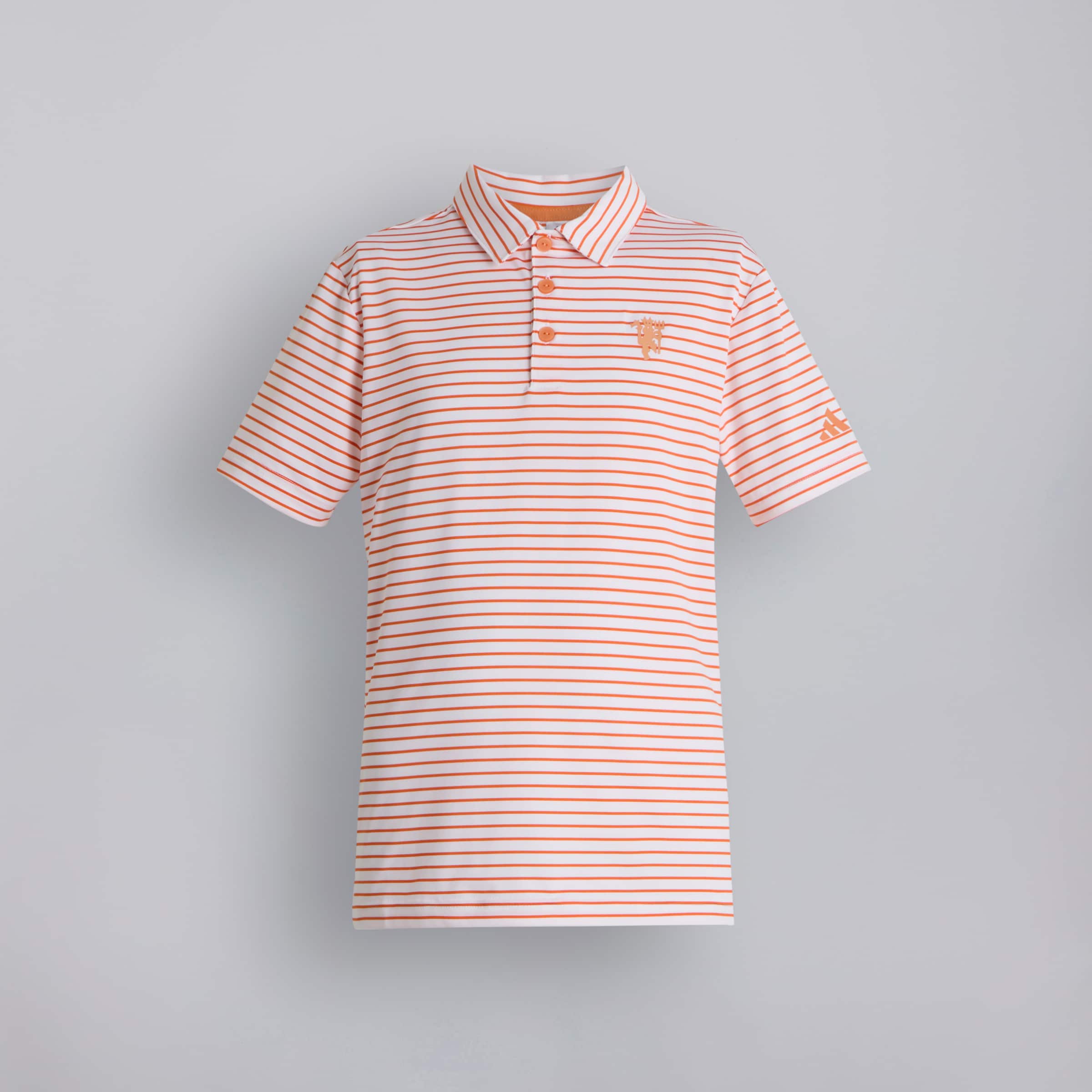 Manchester United x adidas Kids Golf Striped Polo Shirt Orange Orange