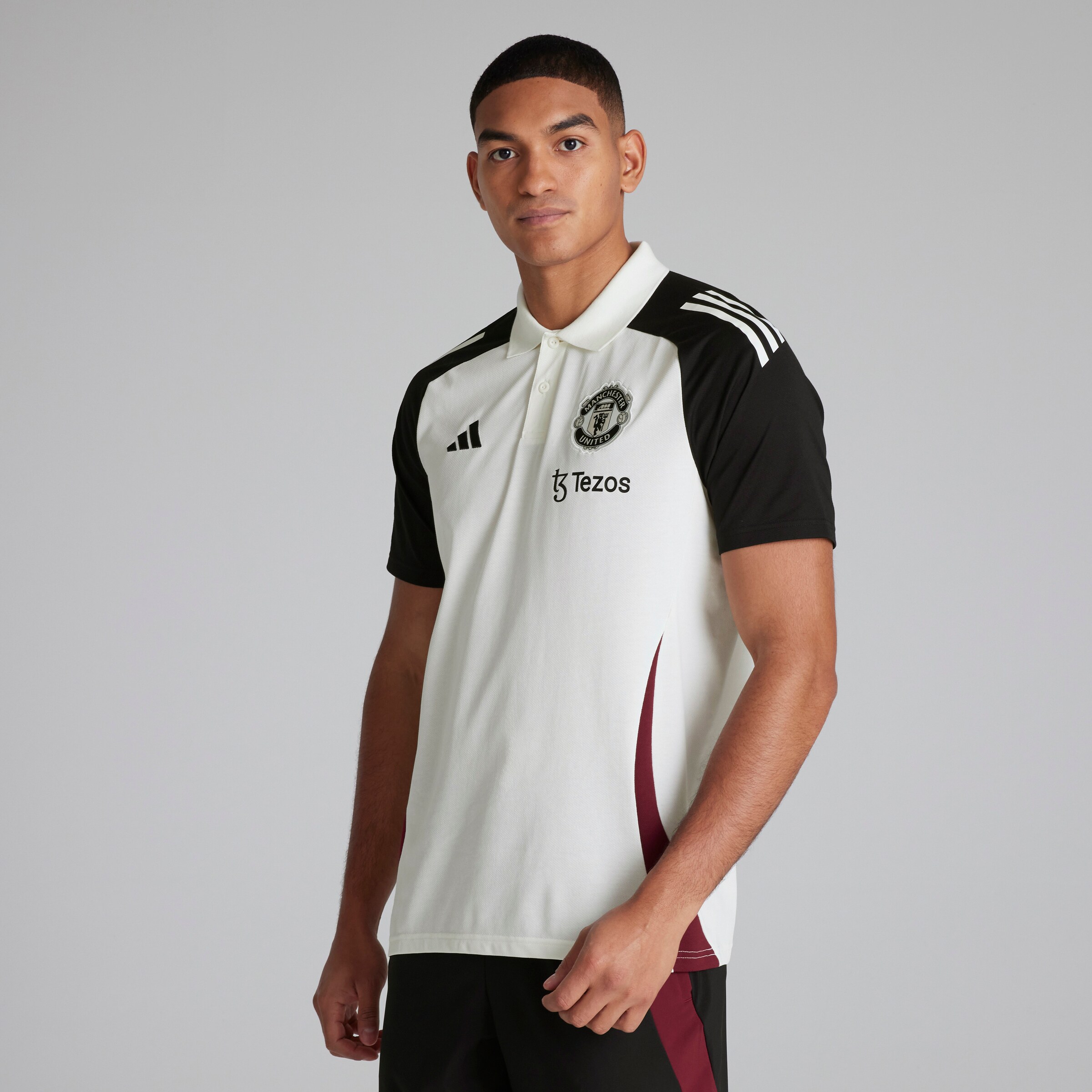 Buy Manchester United Tiro 24 Polo Shirt White Manchester United