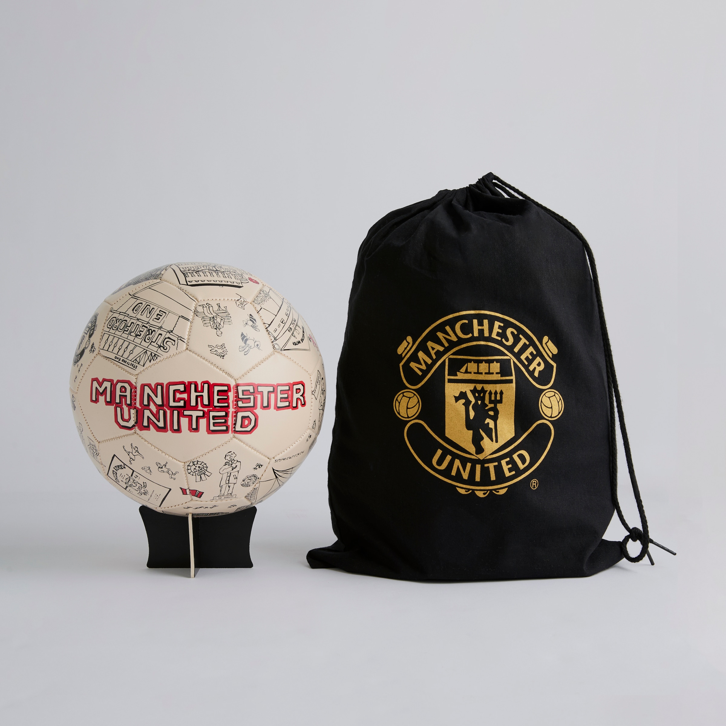 Manchester United Size 5 Illustrated Football White White