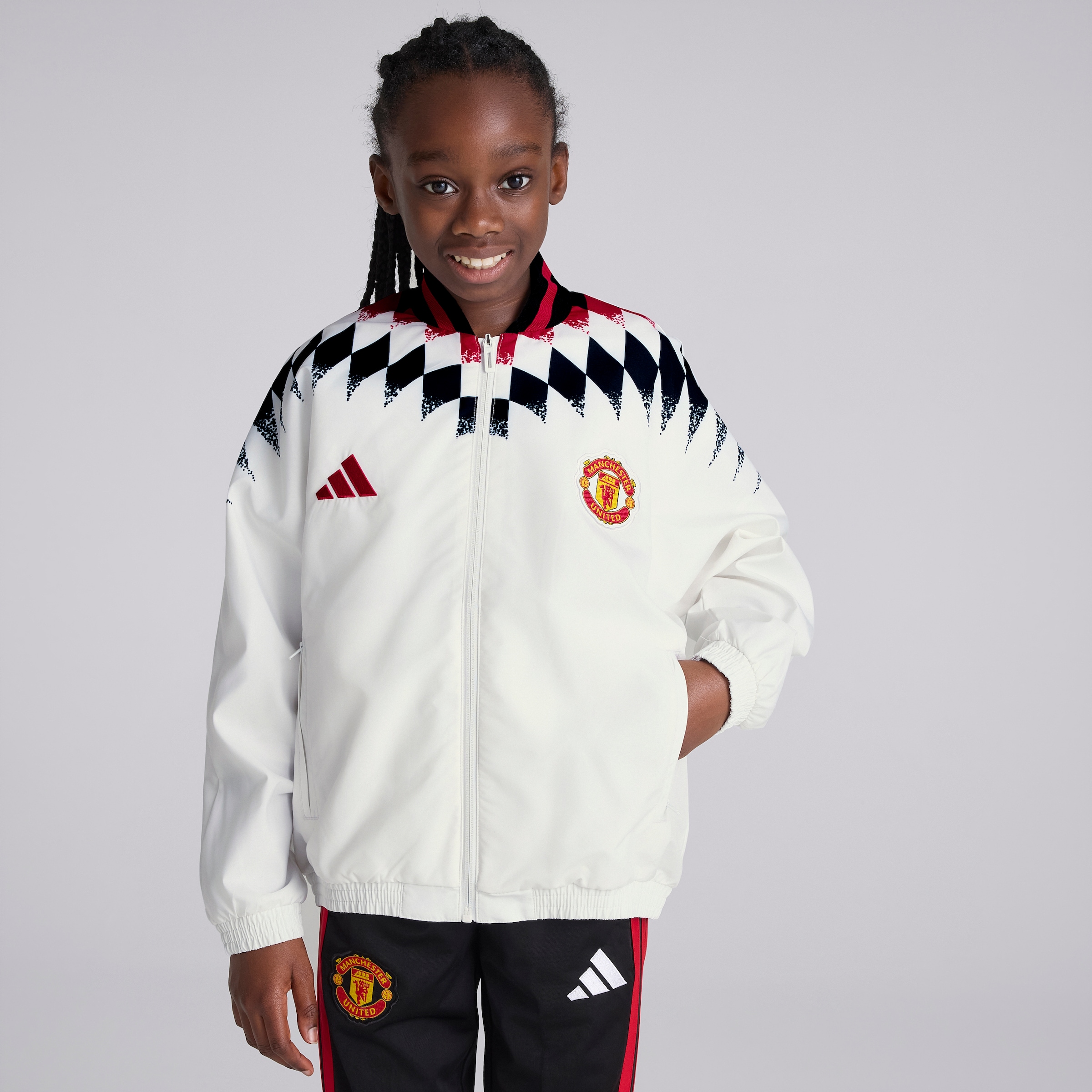 Manchester United x adidas Kids Stadium Track Top White White Detail [4-6]