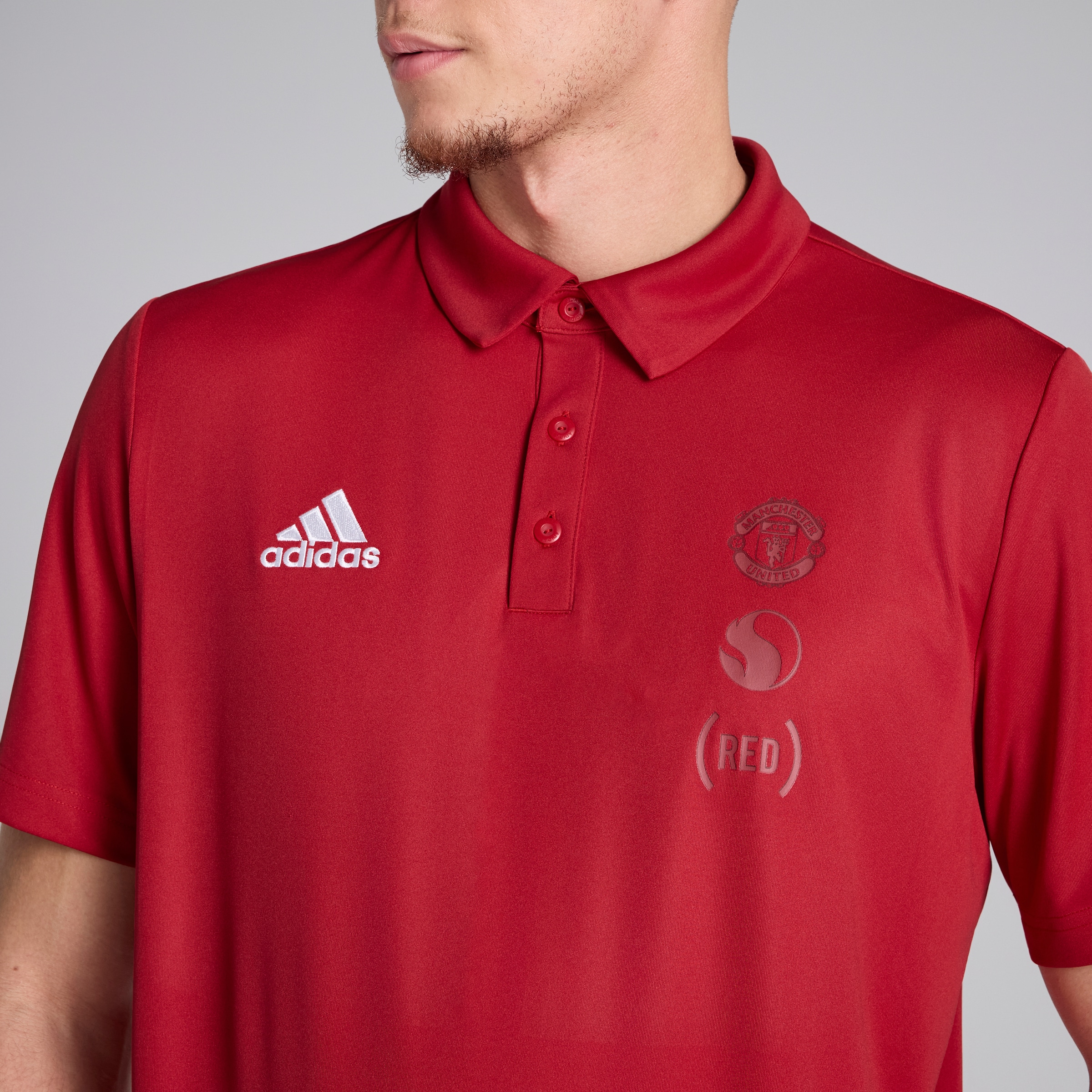 Manchester United x adidas RED4LIFE Polo Red Red Detail [5-8]