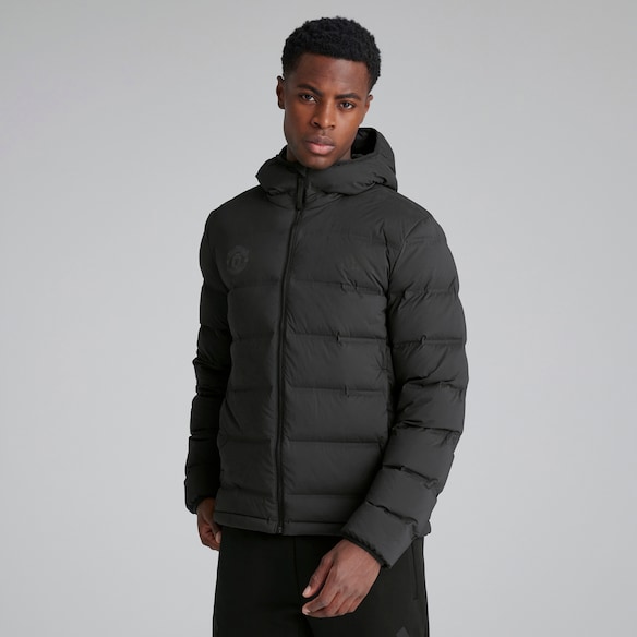 Manchester United x adidas Helionic Stretch Hooded Down Jacket Black