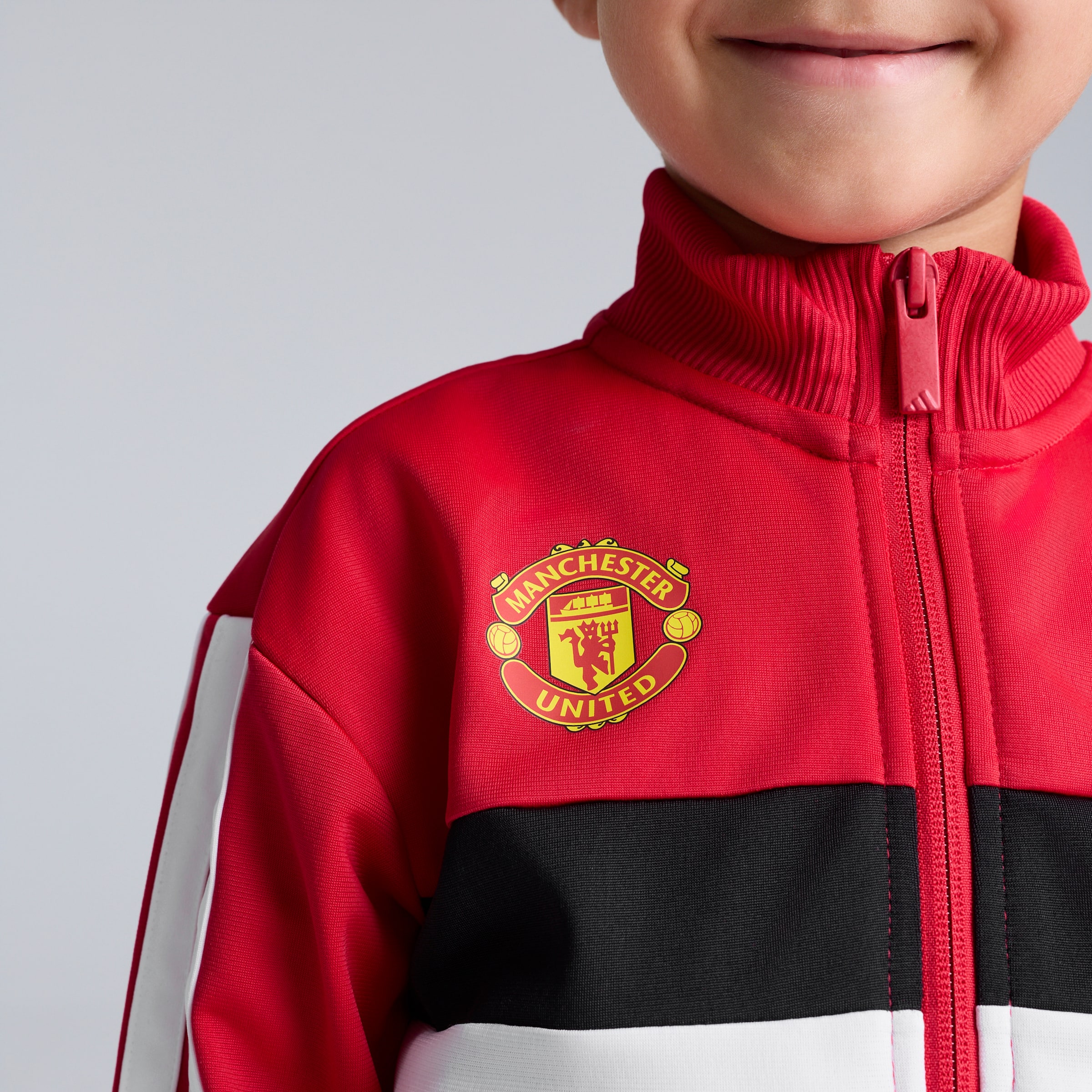 Manchester United x adidas Little Kids Essentials Tibero Tracksuit Red Red Detail [4-6]