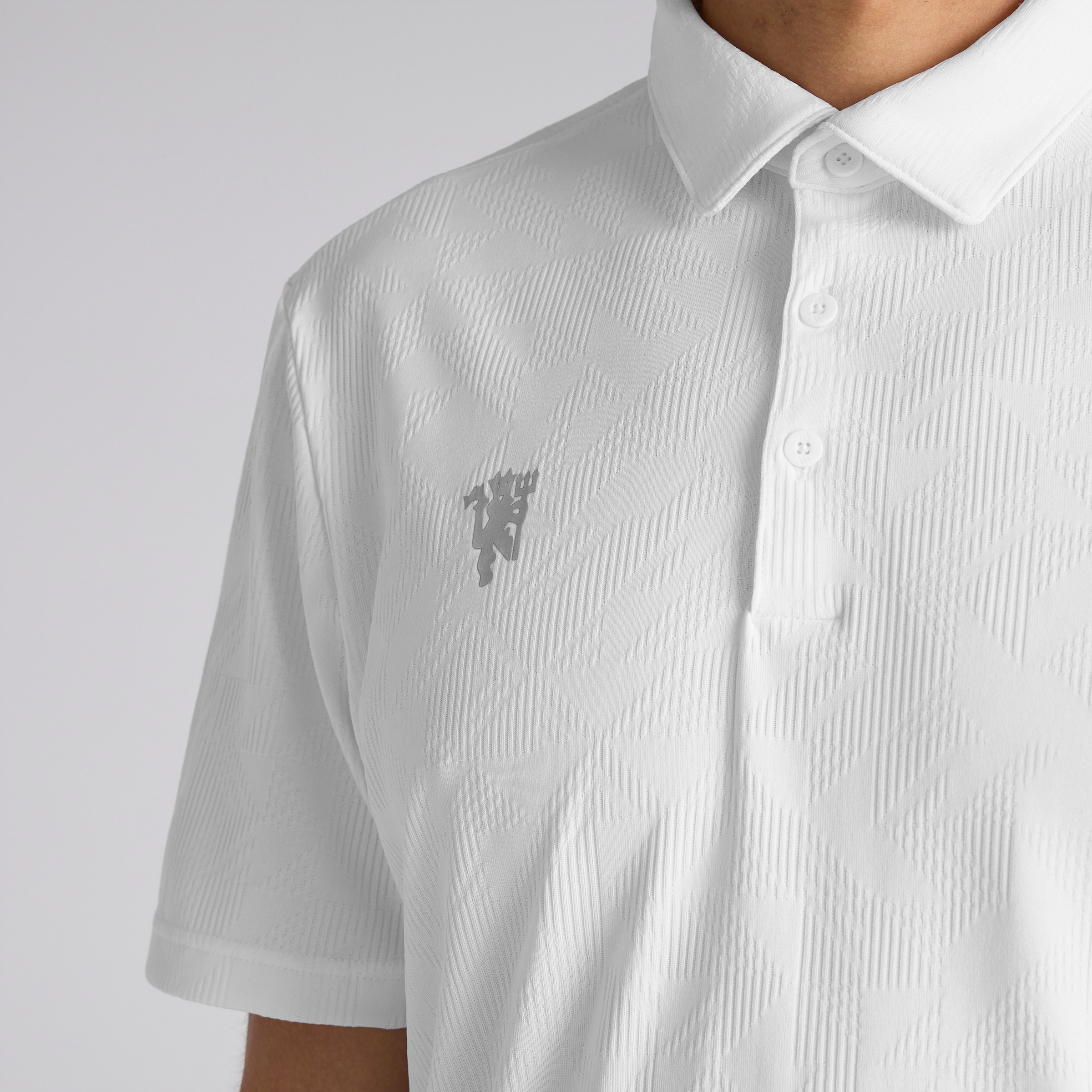 Manchester United x adidas Golf Ultimate365 Polo Shirt White White Detail [5-5]